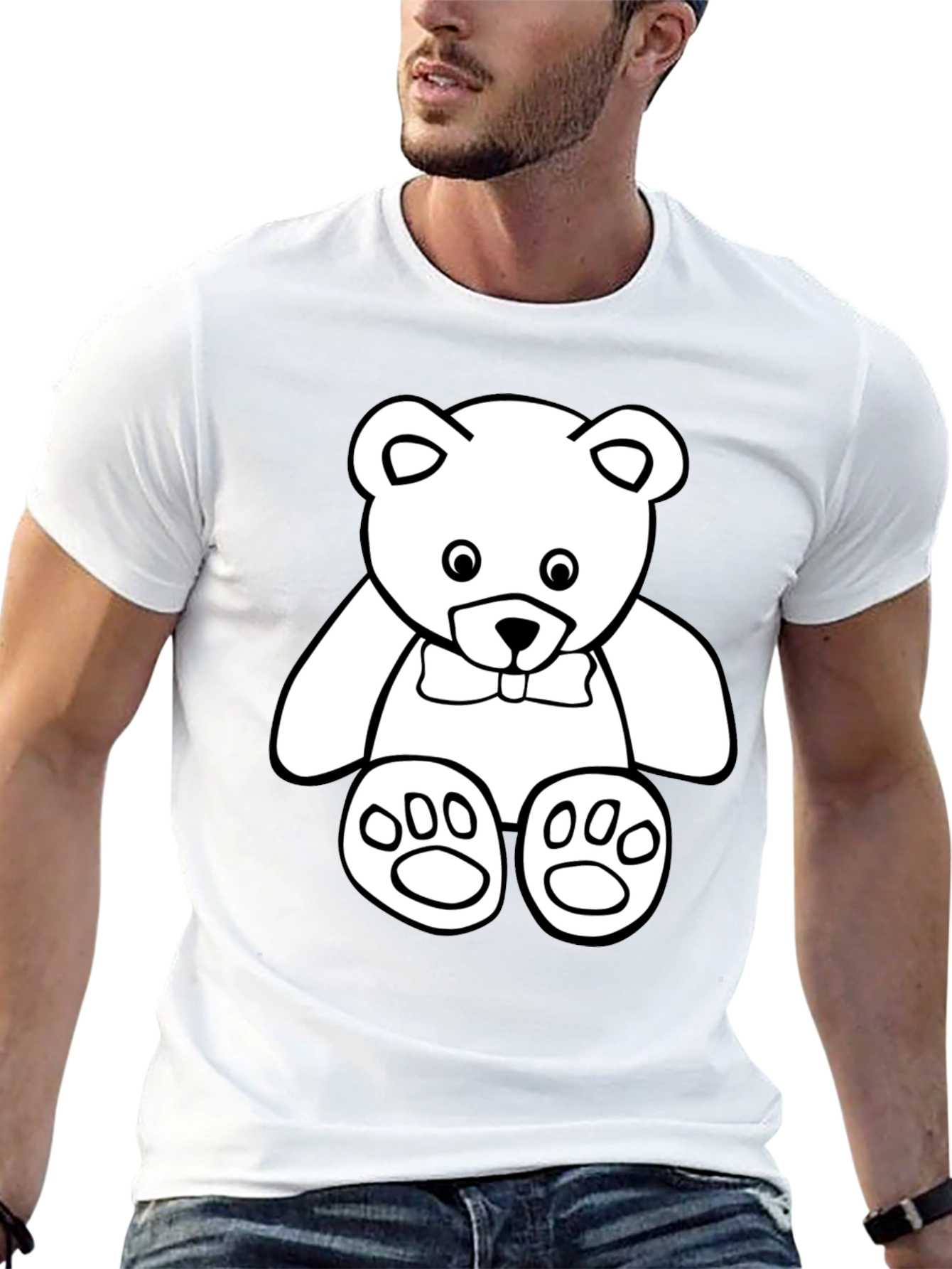 Cute Teddy Bear Graphic Black T-Shirt