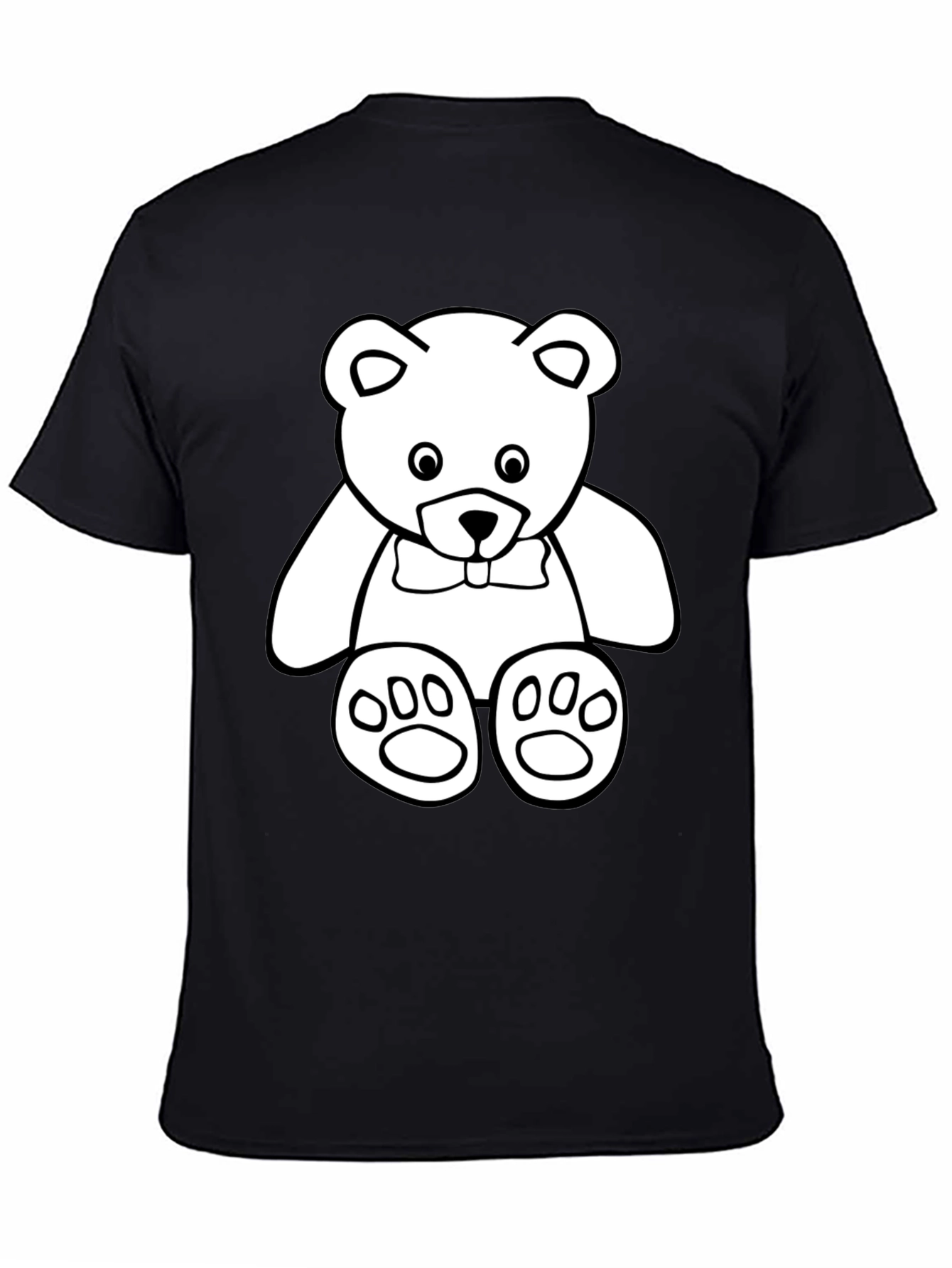 Cute Teddy Bear Graphic Black T-Shirt