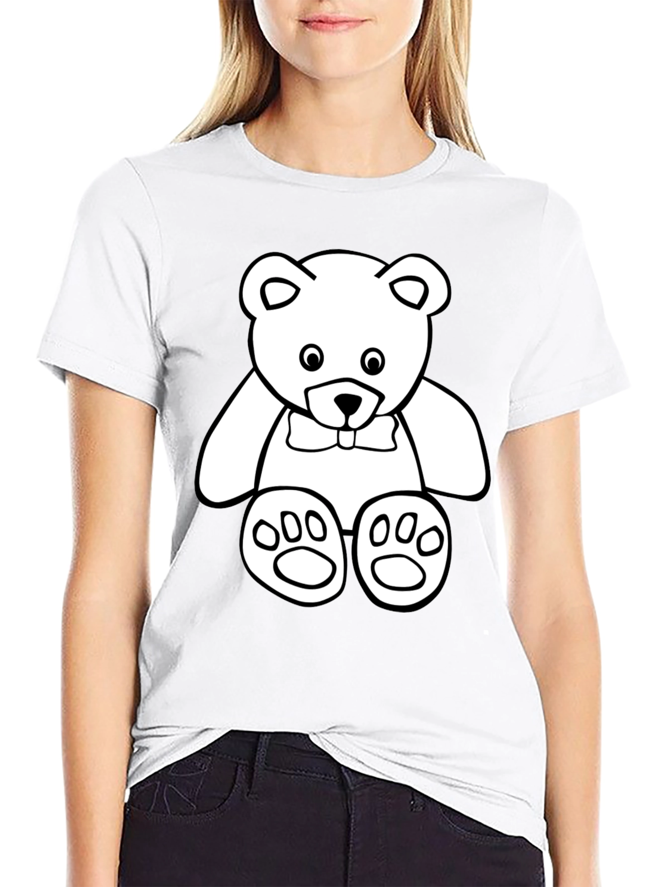 Cute Teddy Bear Graphic Black T-Shirt