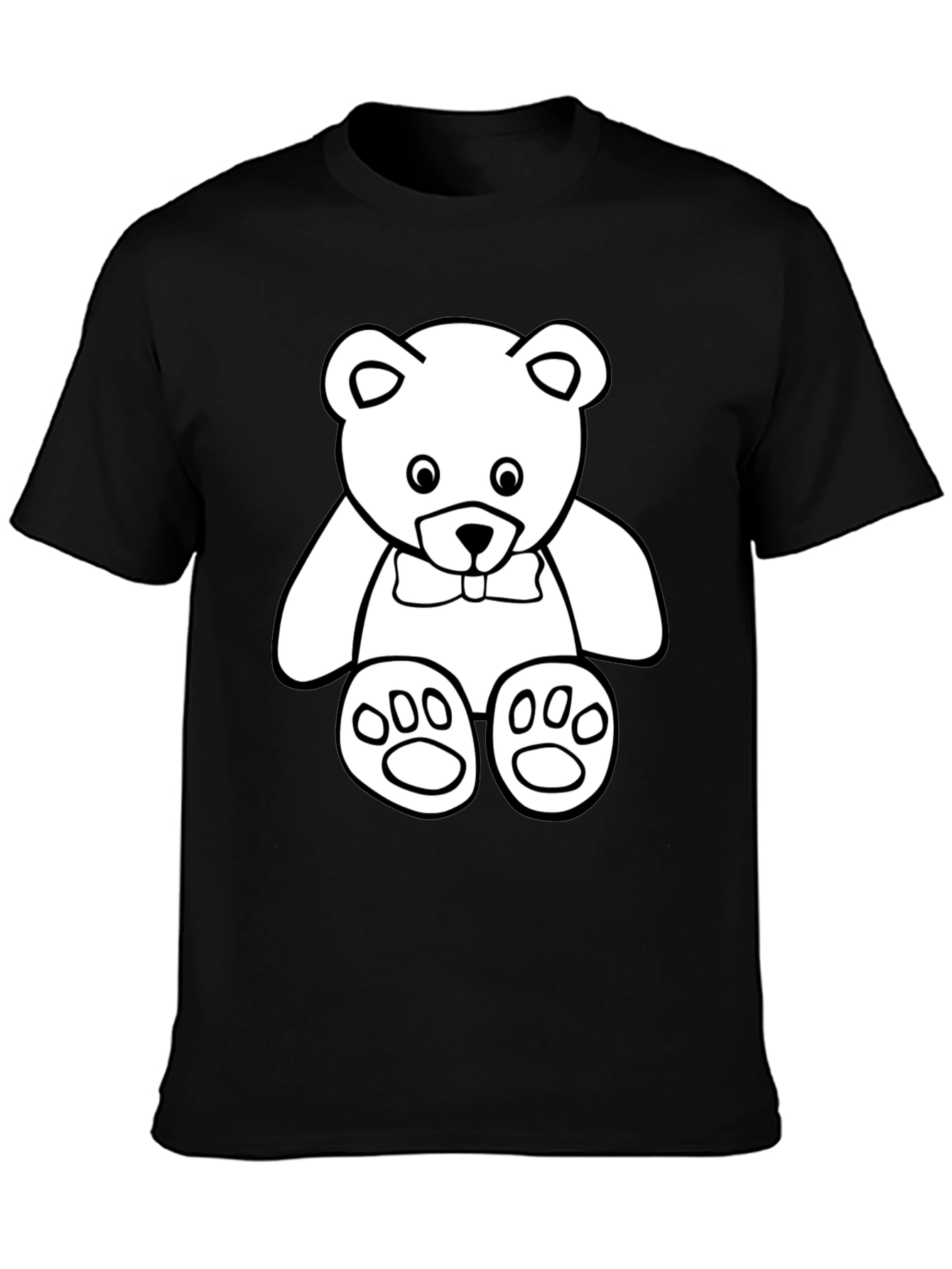 Cute Teddy Bear Graphic Black T-Shirt