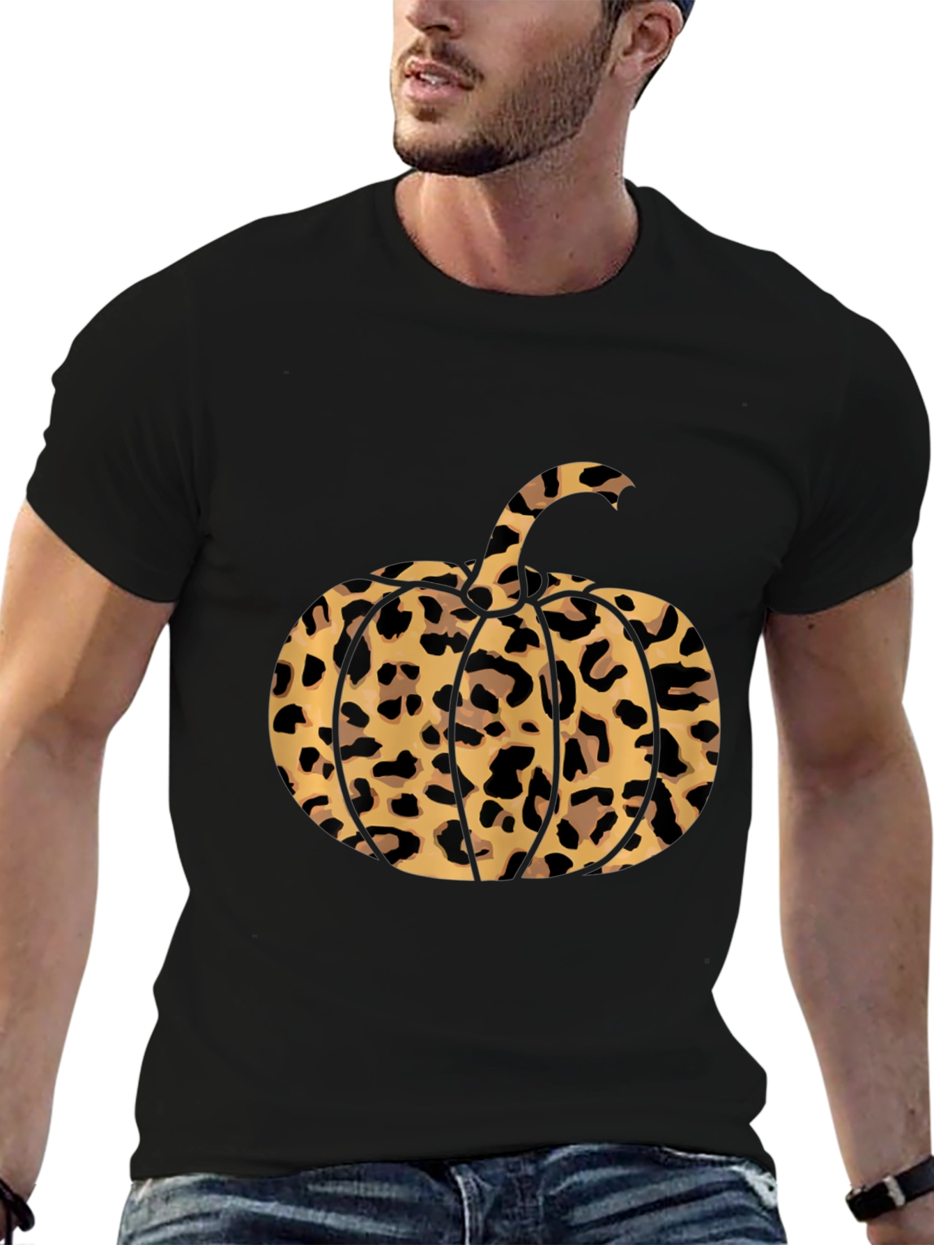 Leopard Print Pumpkin T-Shirt - Fall Fashion