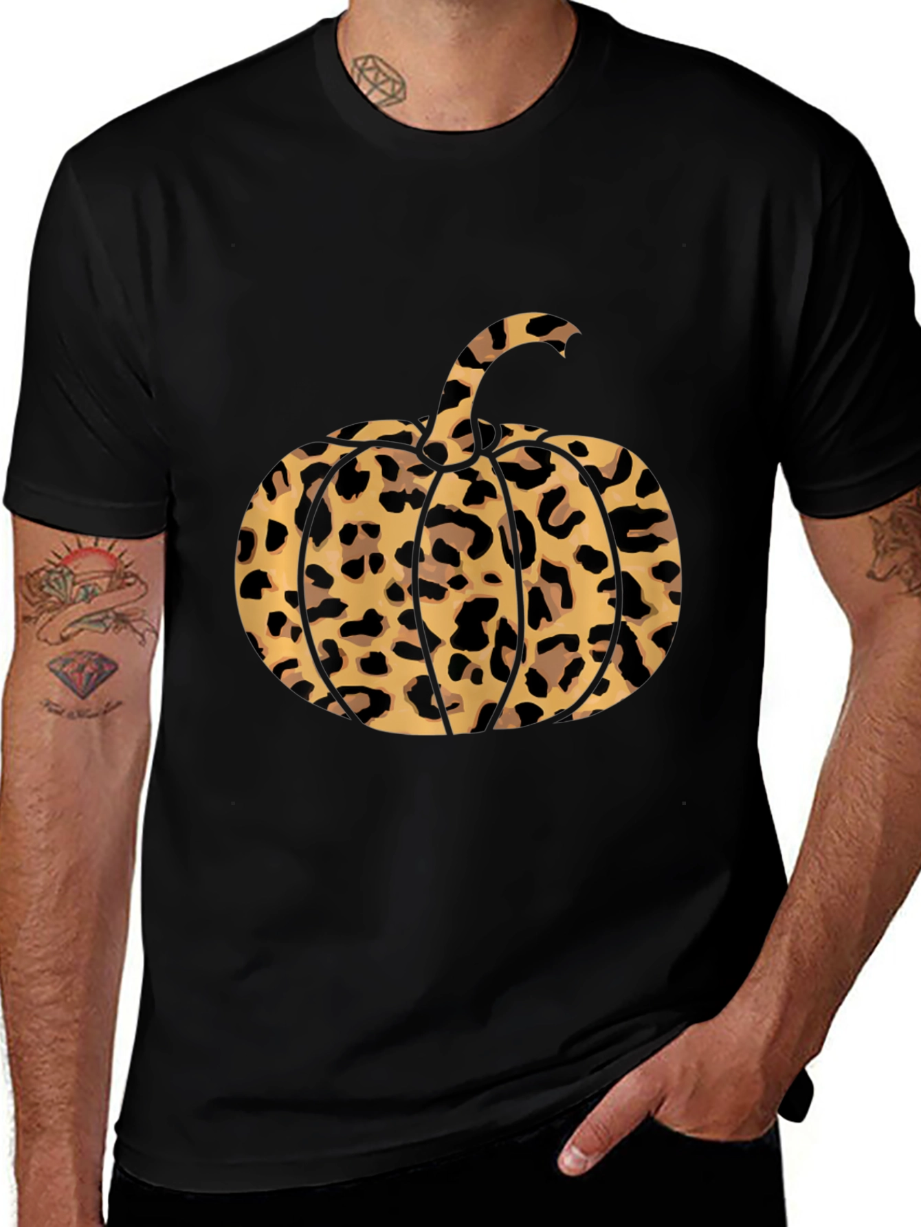 Leopard Print Pumpkin T-Shirt - Fall Fashion