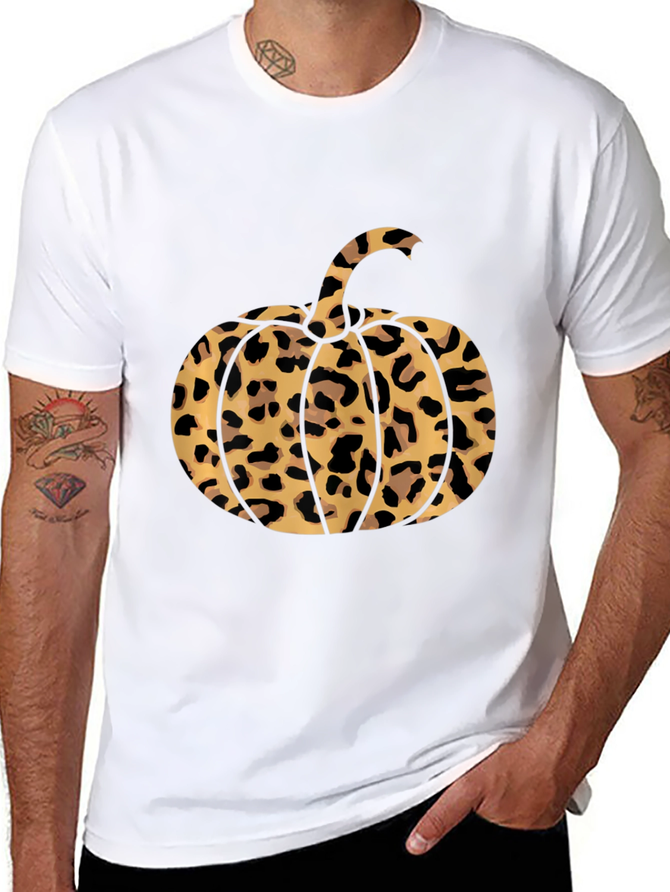Leopard Print Pumpkin T-Shirt - Fall Fashion