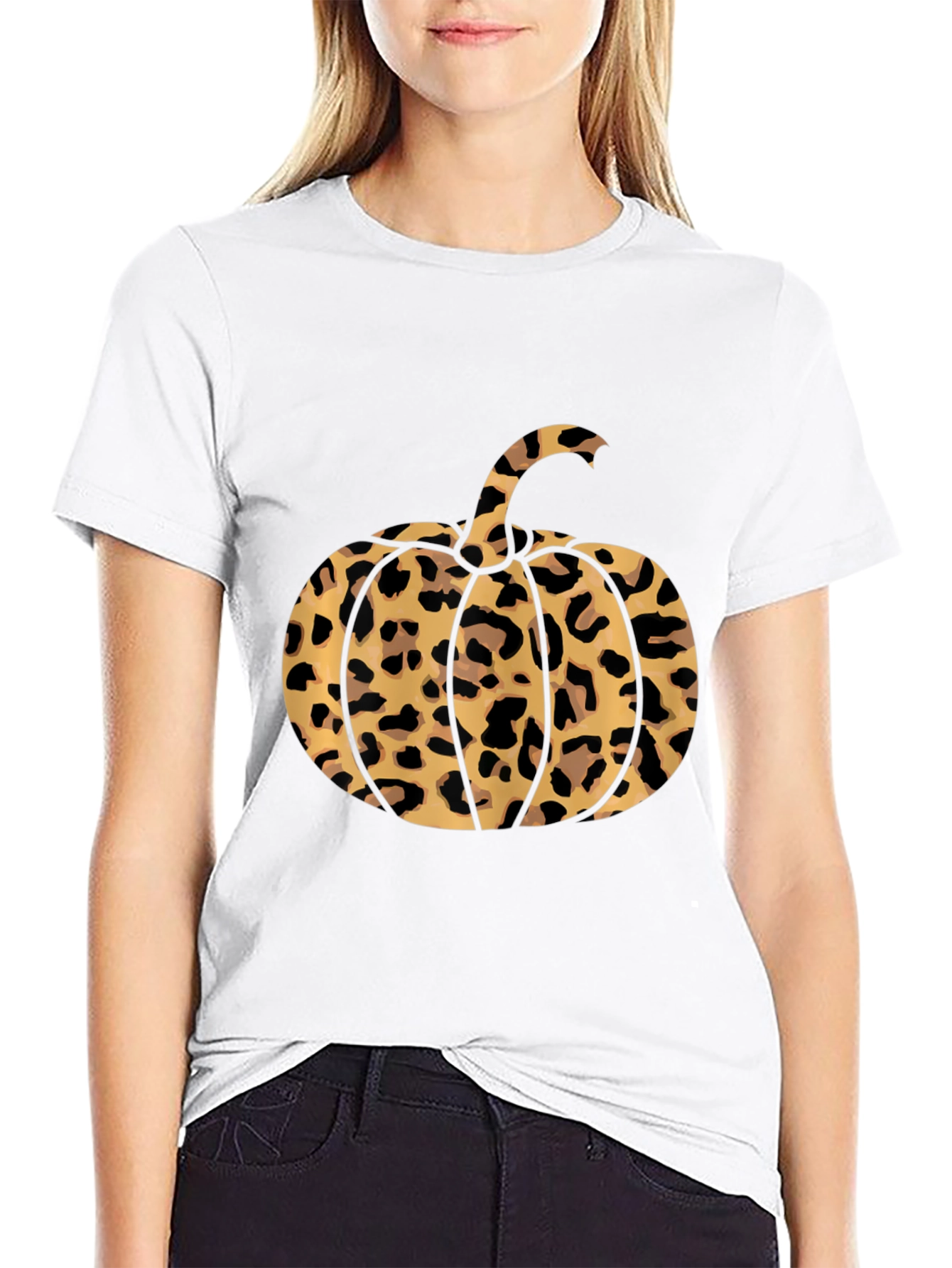 Leopard Print Pumpkin T-Shirt - Fall Fashion