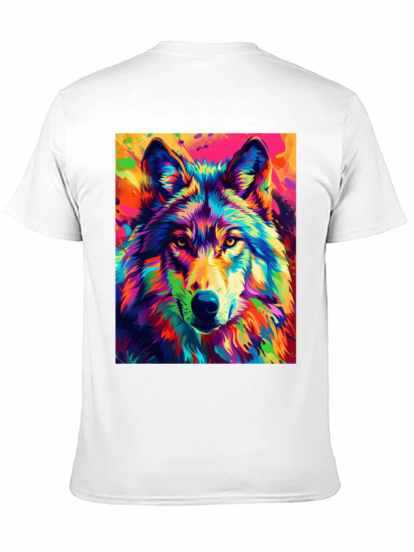 Vibrant Wolf Graphic Tee - Bold Animal Print