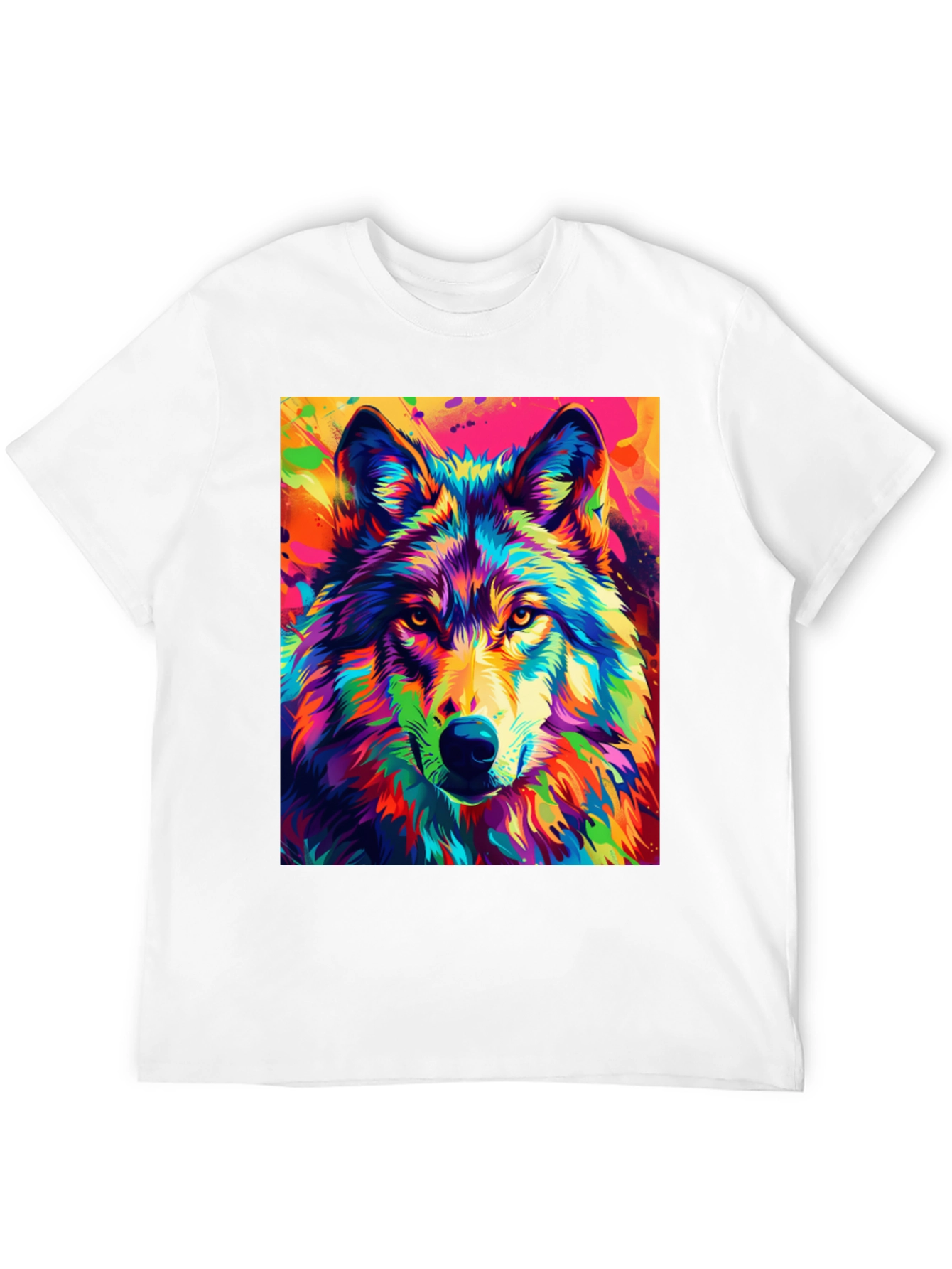 Vibrant Wolf Graphic Tee - Bold Animal Print