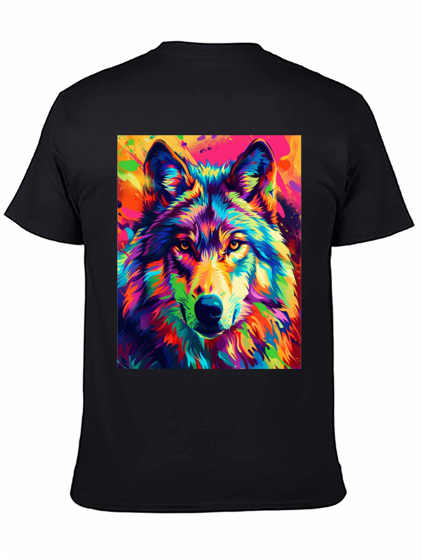 Vibrant Wolf Graphic Tee - Bold Animal Print