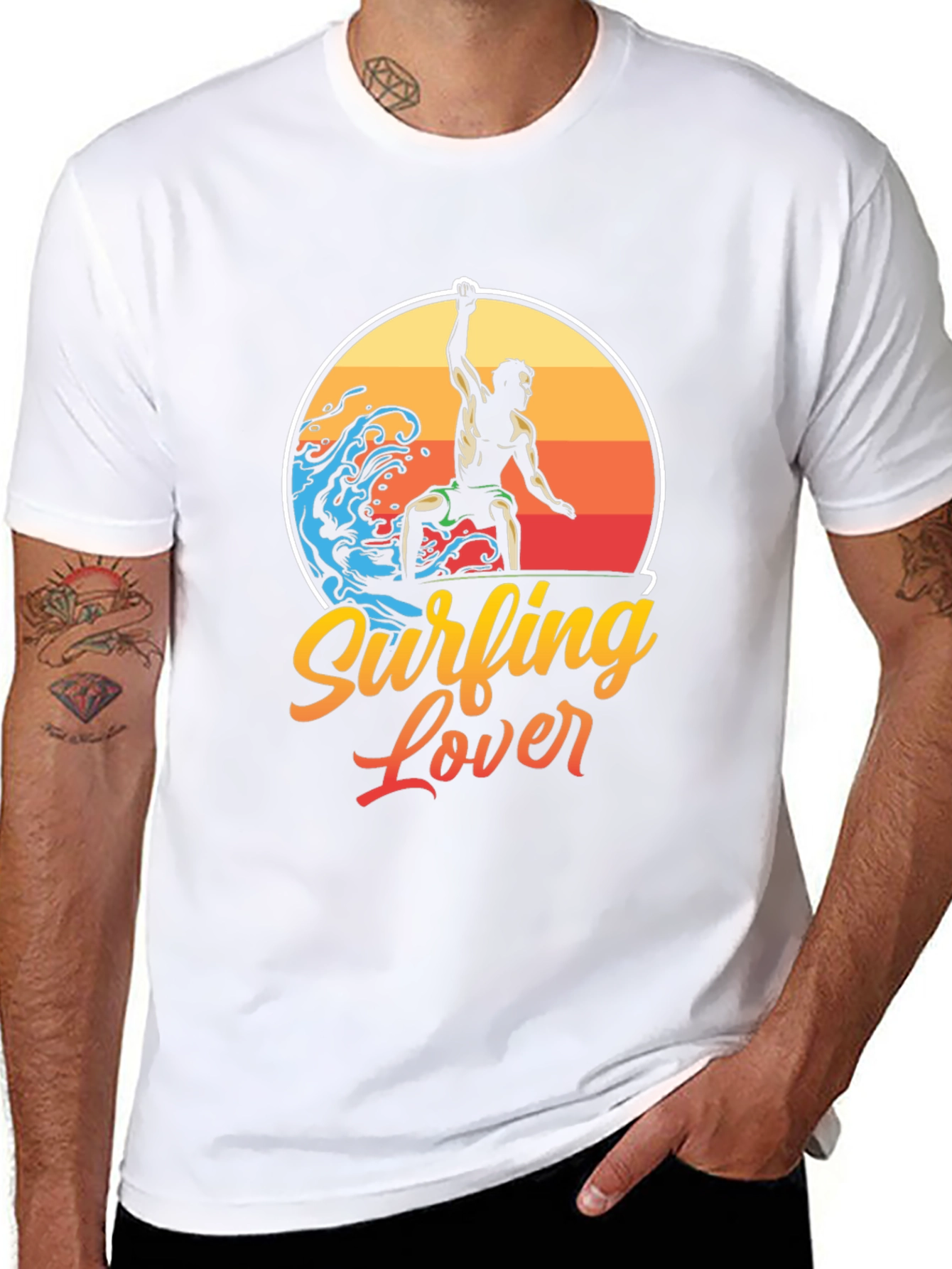 Surfing Lover Graphic Tee - Black