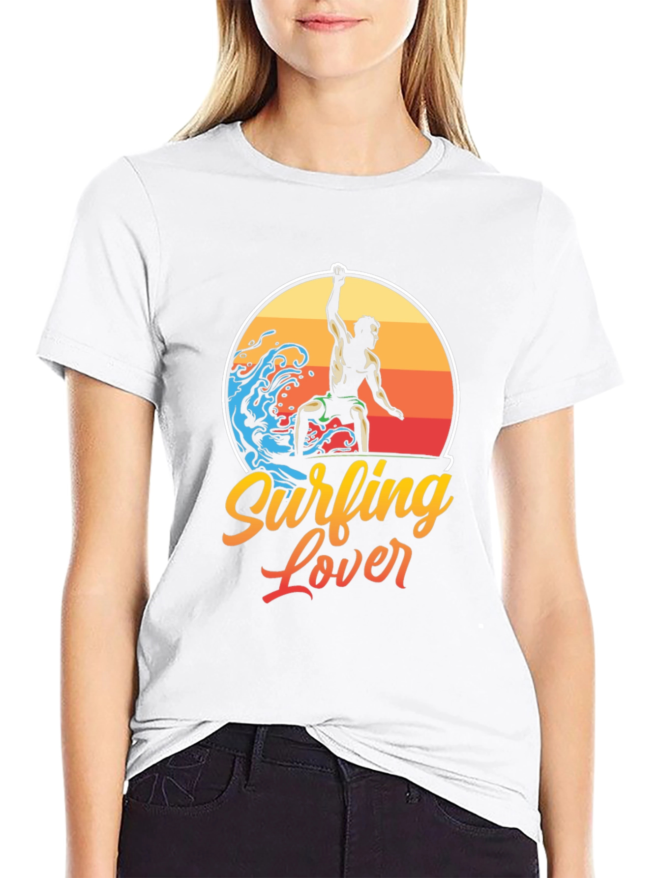 Surfing Lover Graphic Tee - Black