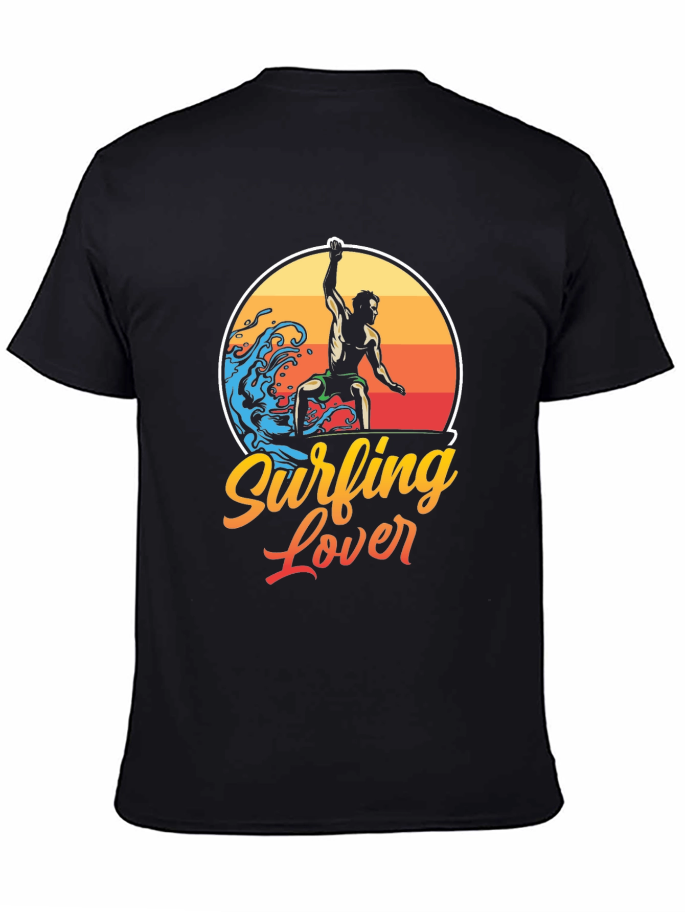 Surfing Lover Graphic Tee - Black