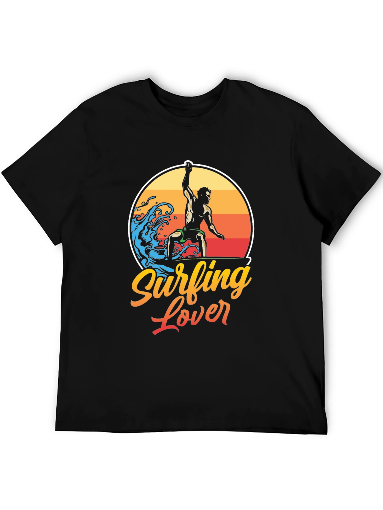Surfing Lover Graphic Tee - Black