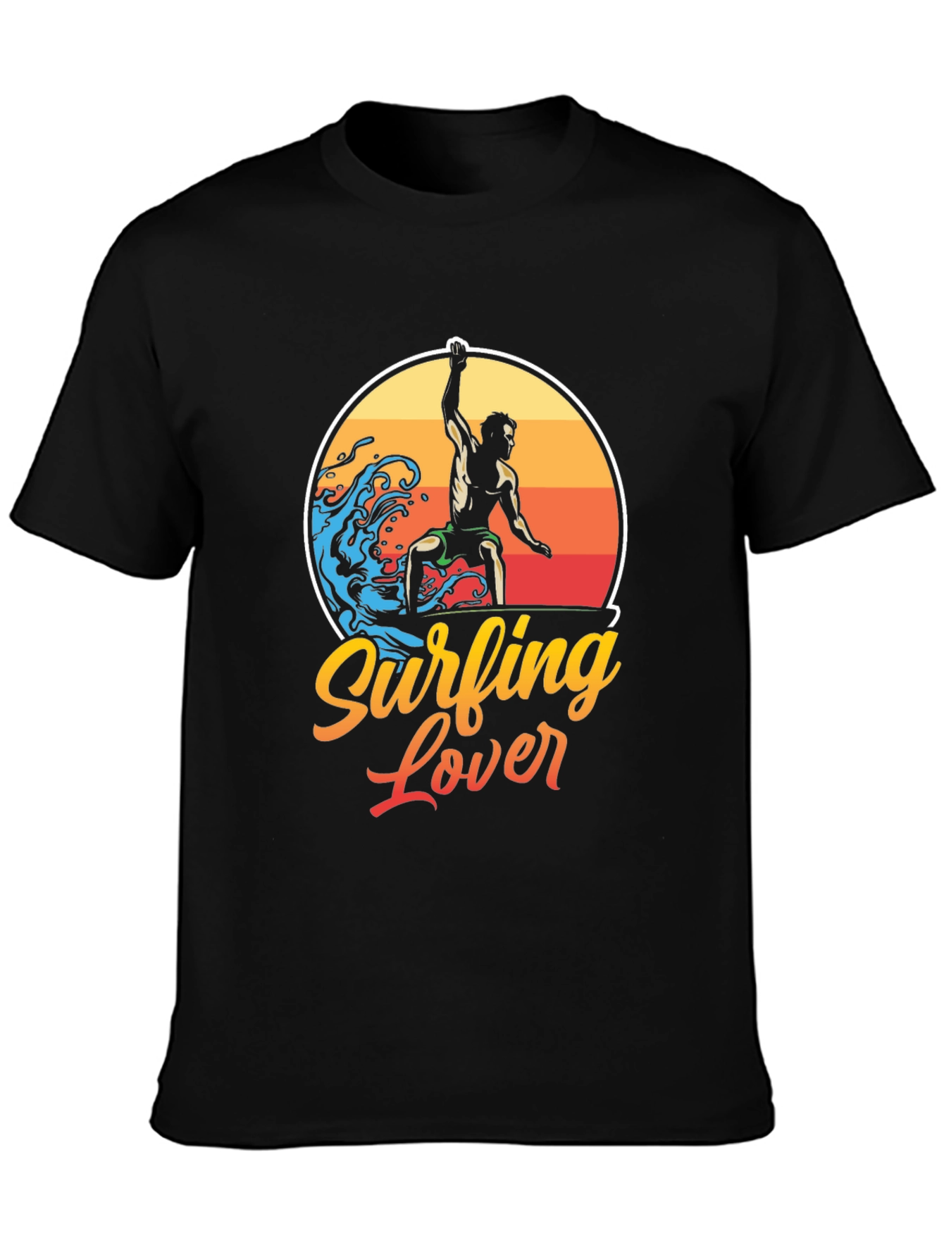 Surfing Lover Graphic Tee - Black