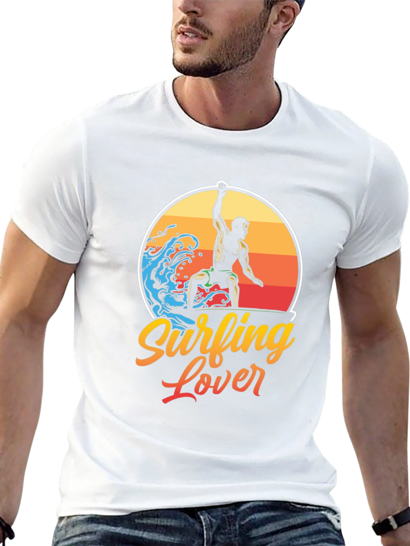 Surfing Lover Graphic Tee - Black