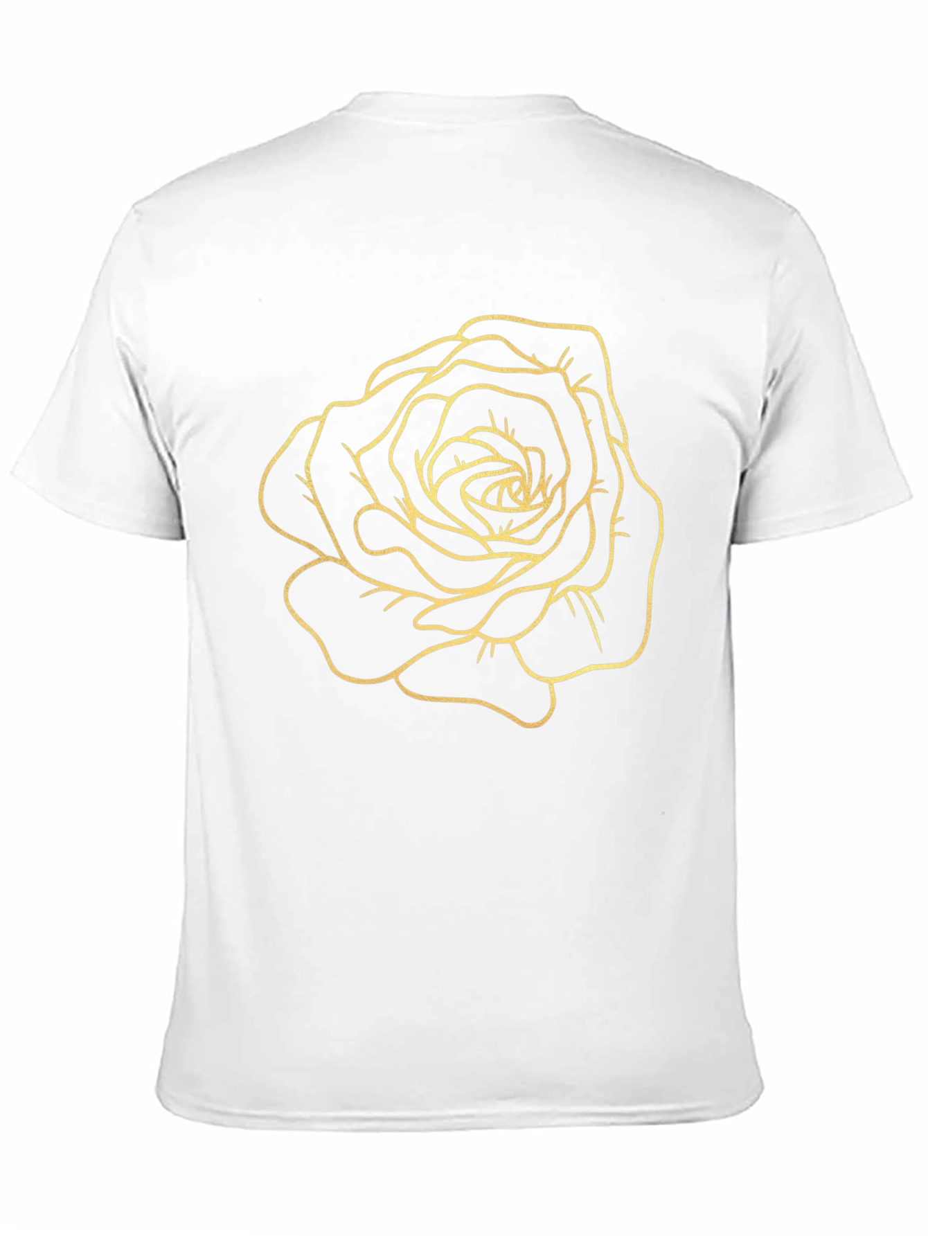 Black T-Shirt with Golden Rose Design