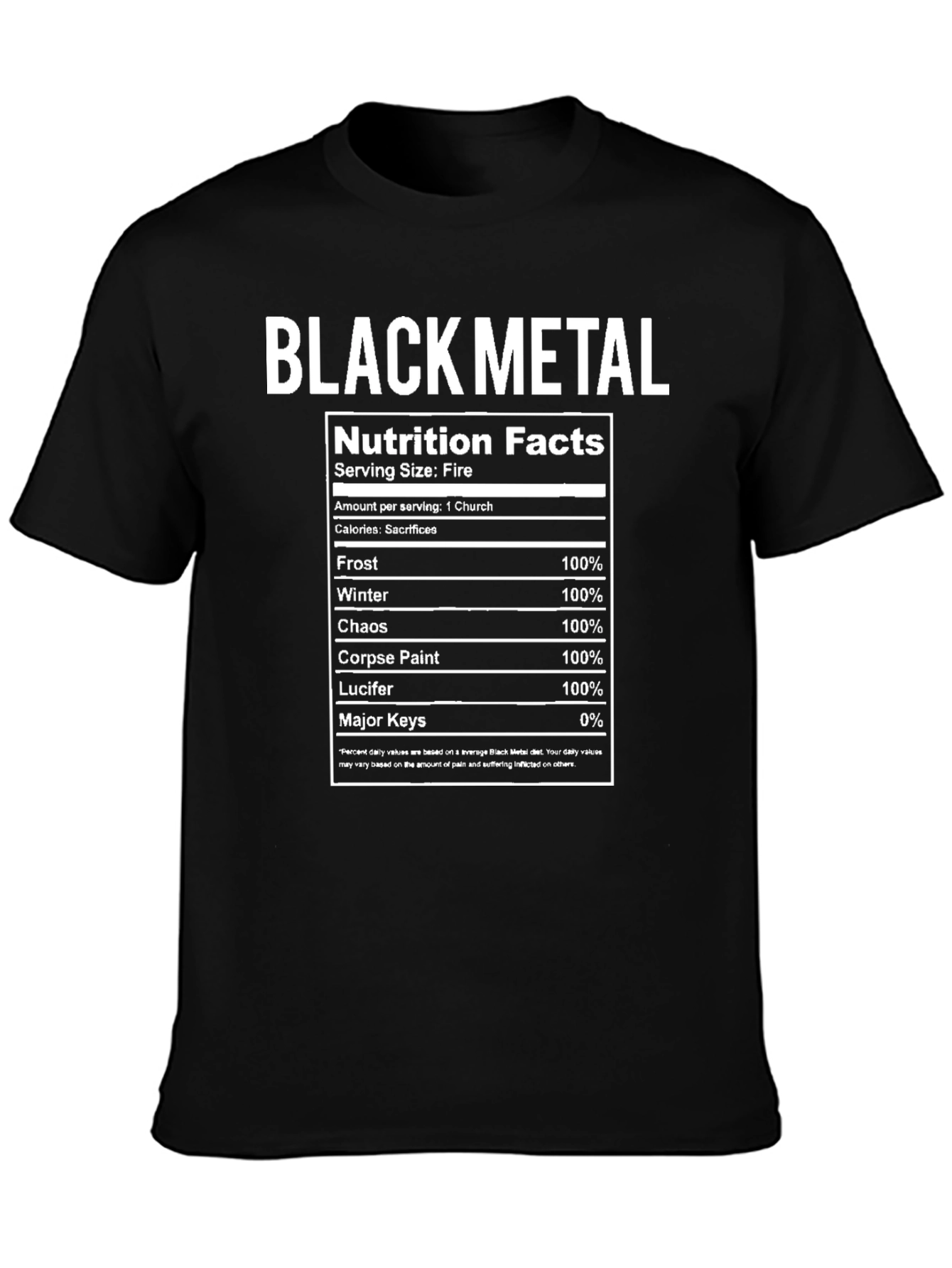 Black Metal Nutrition Facts T-Shirt