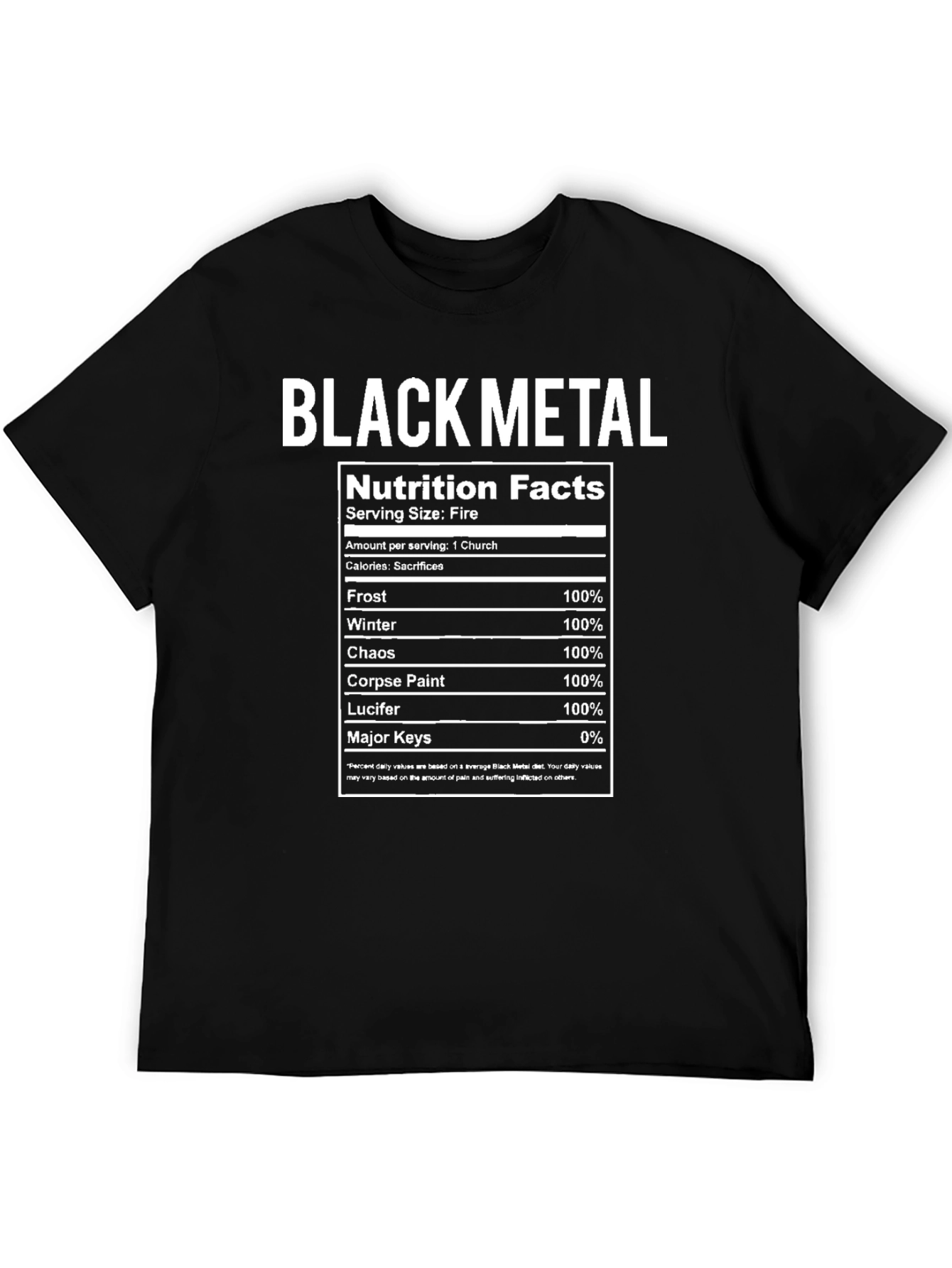 Black Metal Nutrition Facts T-Shirt
