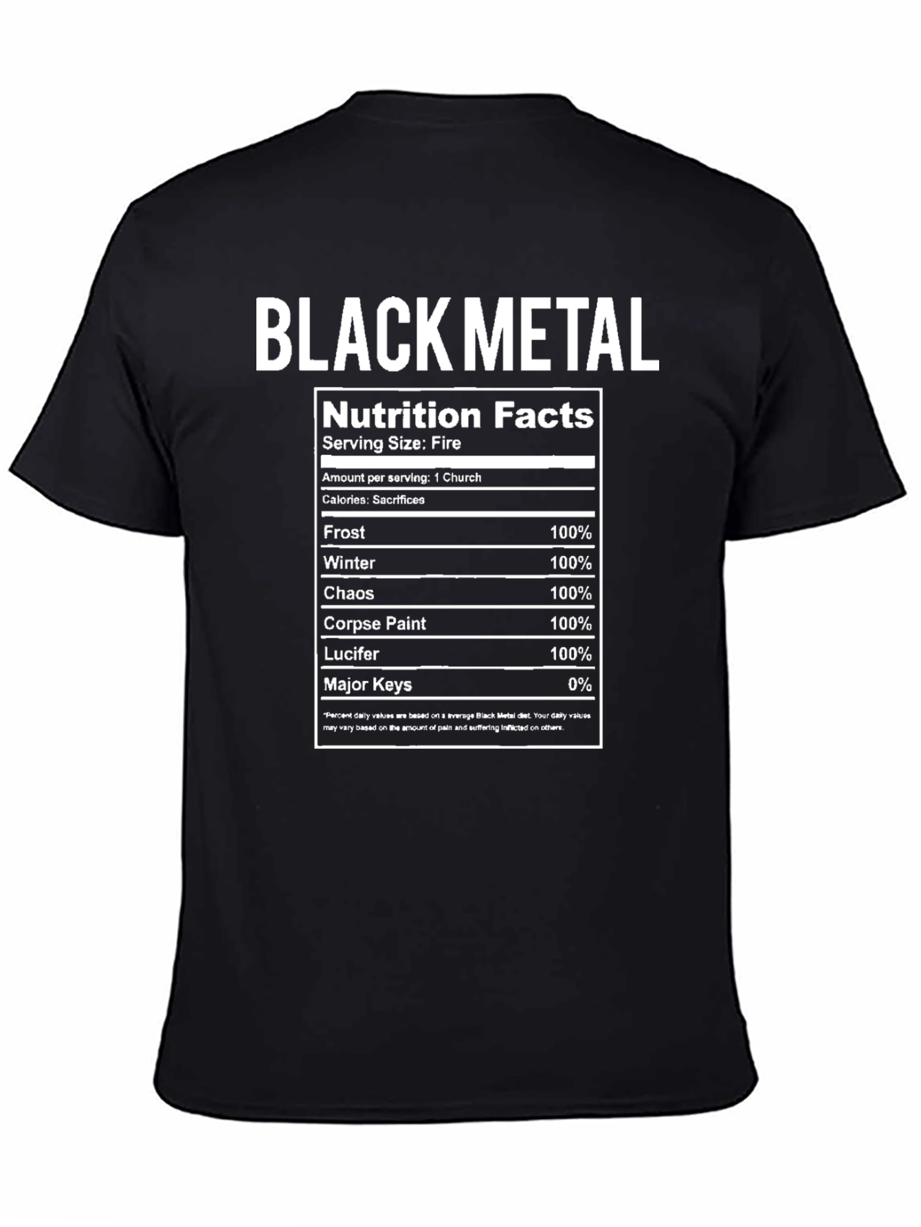 Black Metal Nutrition Facts T-Shirt