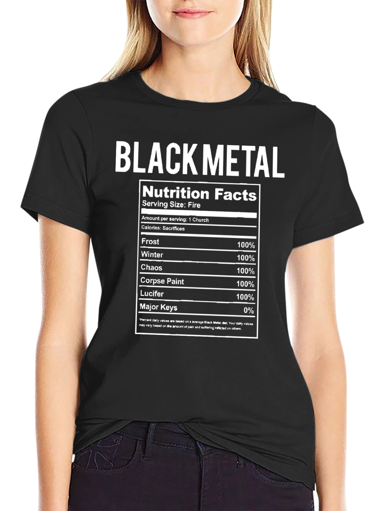 Black Metal Nutrition Facts T-Shirt