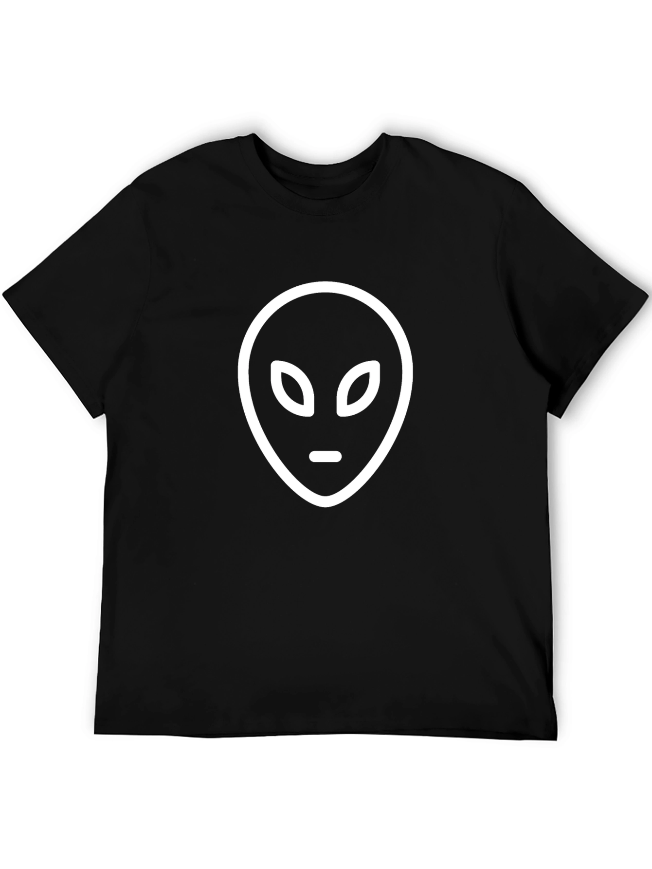 Alien Head Graphic Tee - Black Cotton T-Shirt