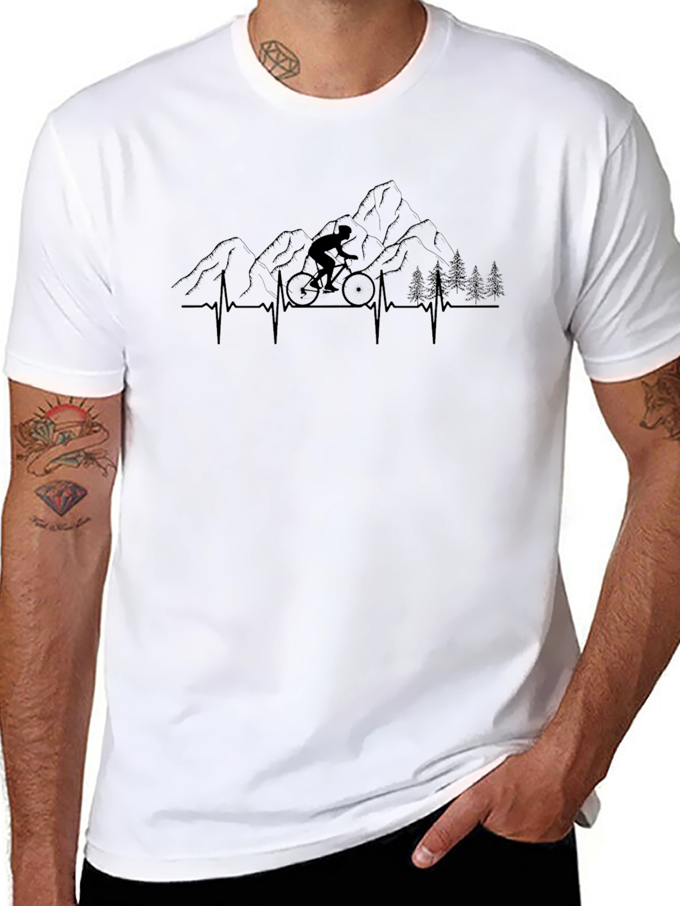Mountain Bike Heartbeat T-Shirt - Black