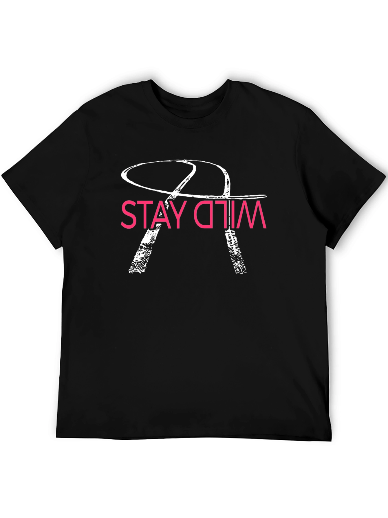 Stay Wild Graphic Tee - Black Cotton Casual