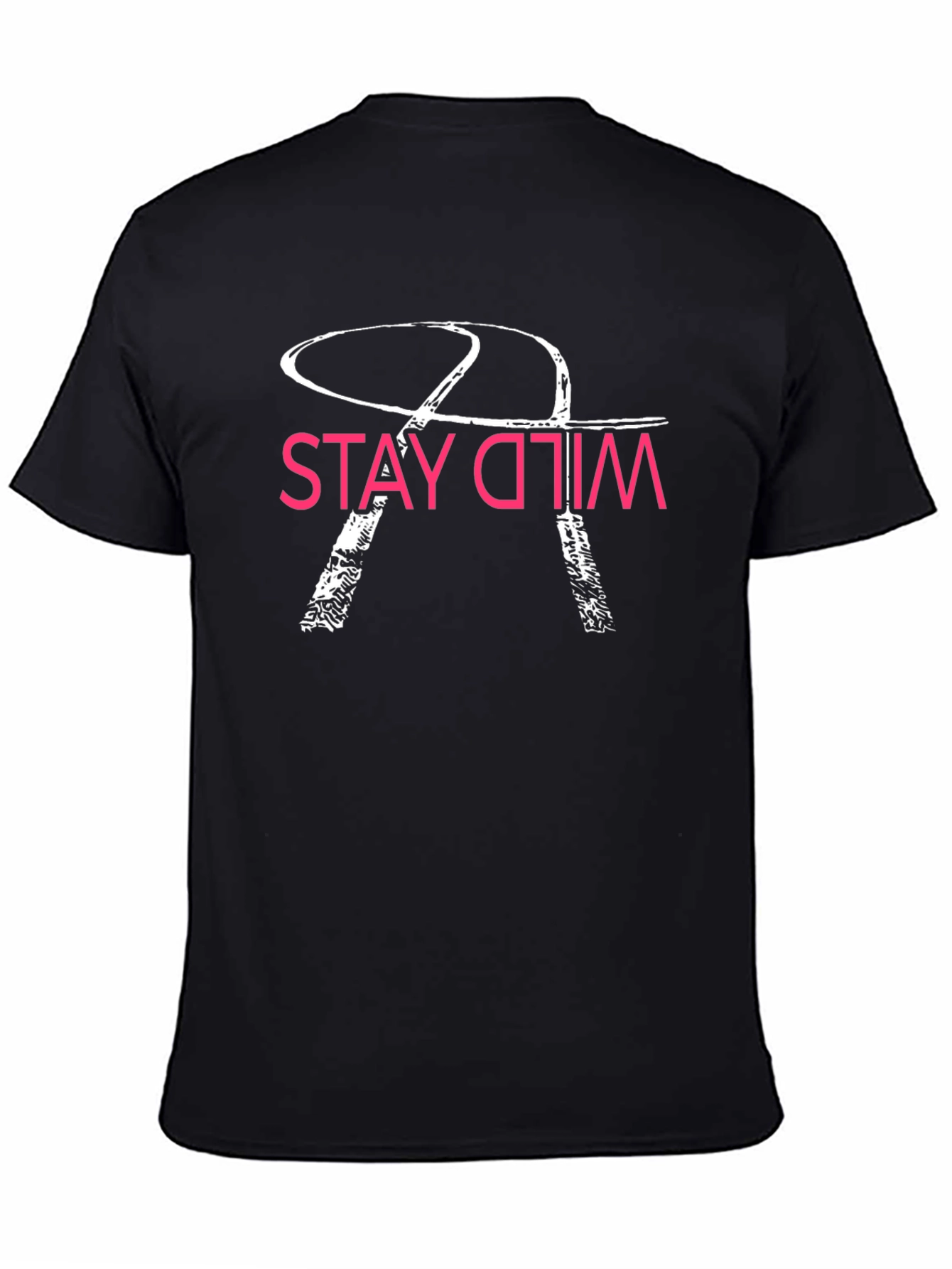 Stay Wild Graphic Tee - Black Cotton Casual