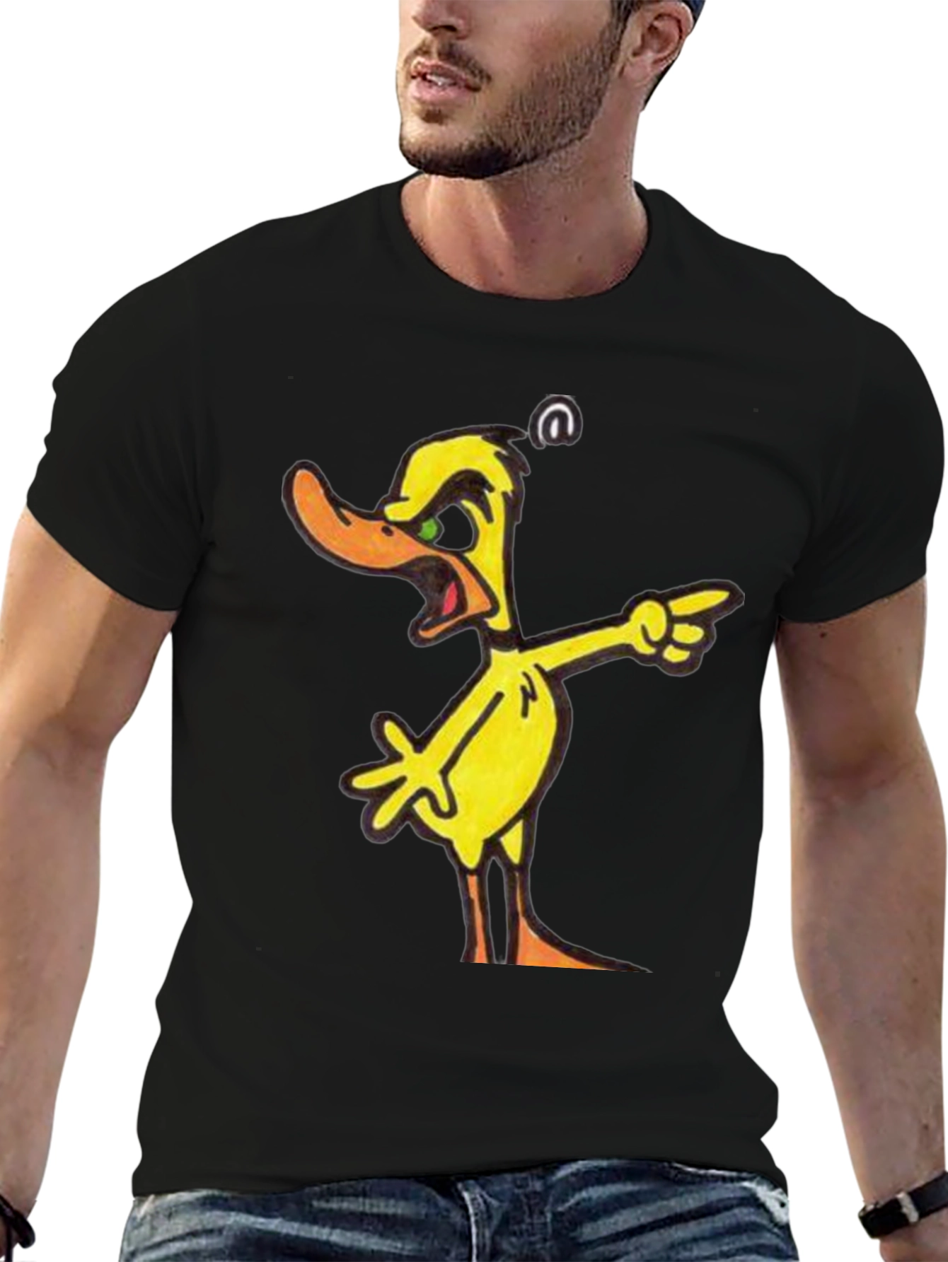 Angry Yellow Duck Cartoon T-Shirt