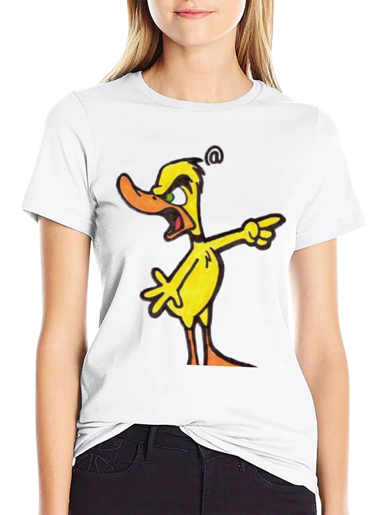 Angry Yellow Duck Cartoon T-Shirt