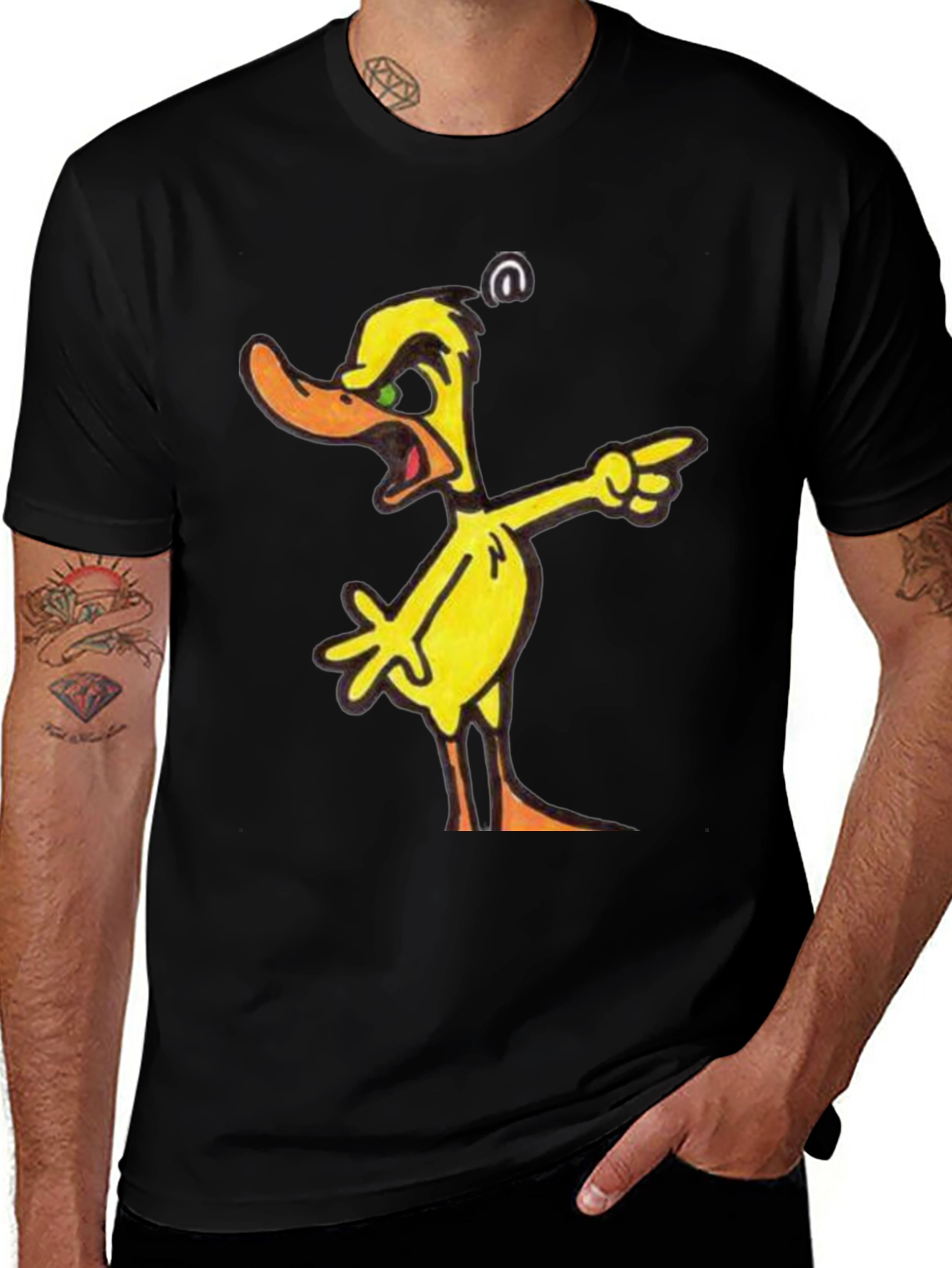 Angry Yellow Duck Cartoon T-Shirt