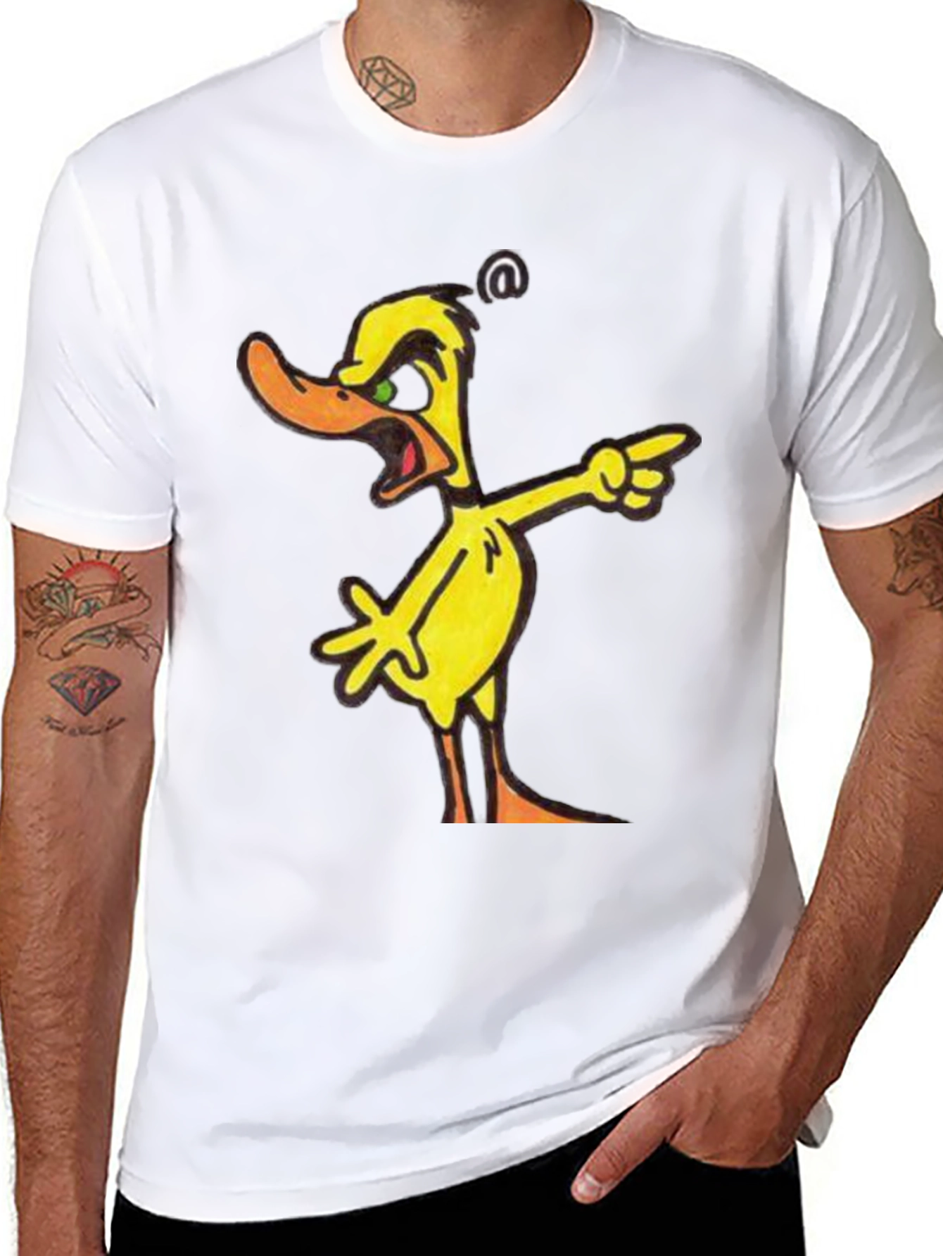 Angry Yellow Duck Cartoon T-Shirt