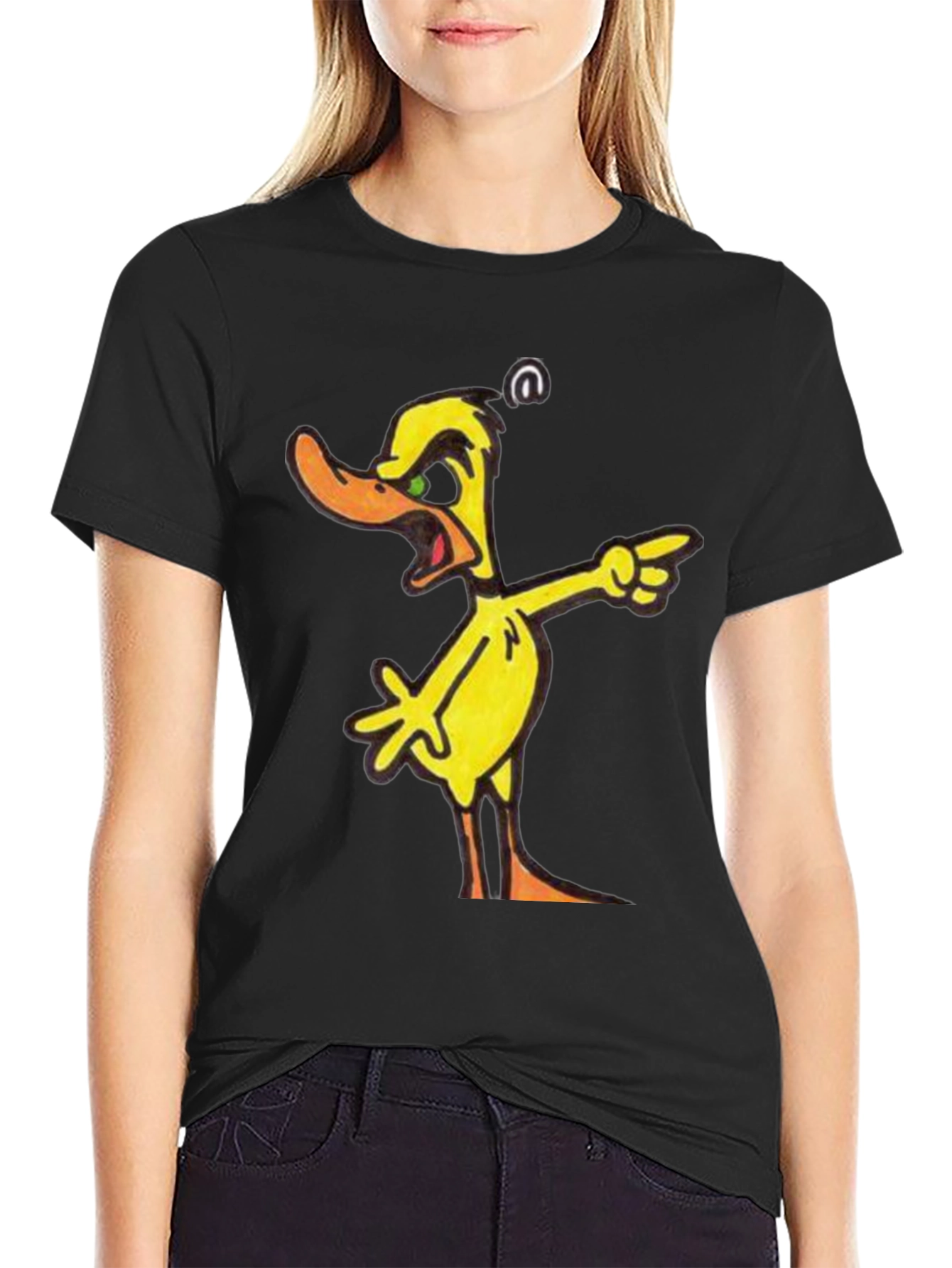 Angry Yellow Duck Cartoon T-Shirt