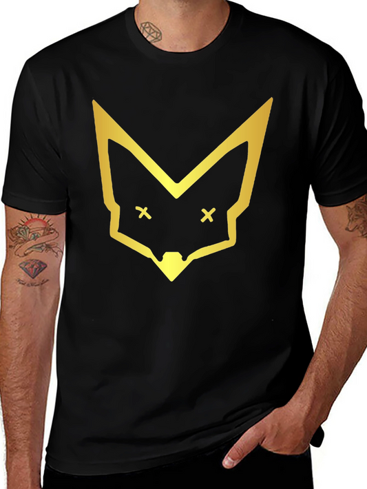 Geometric Fox Head Graphic Tee - Black