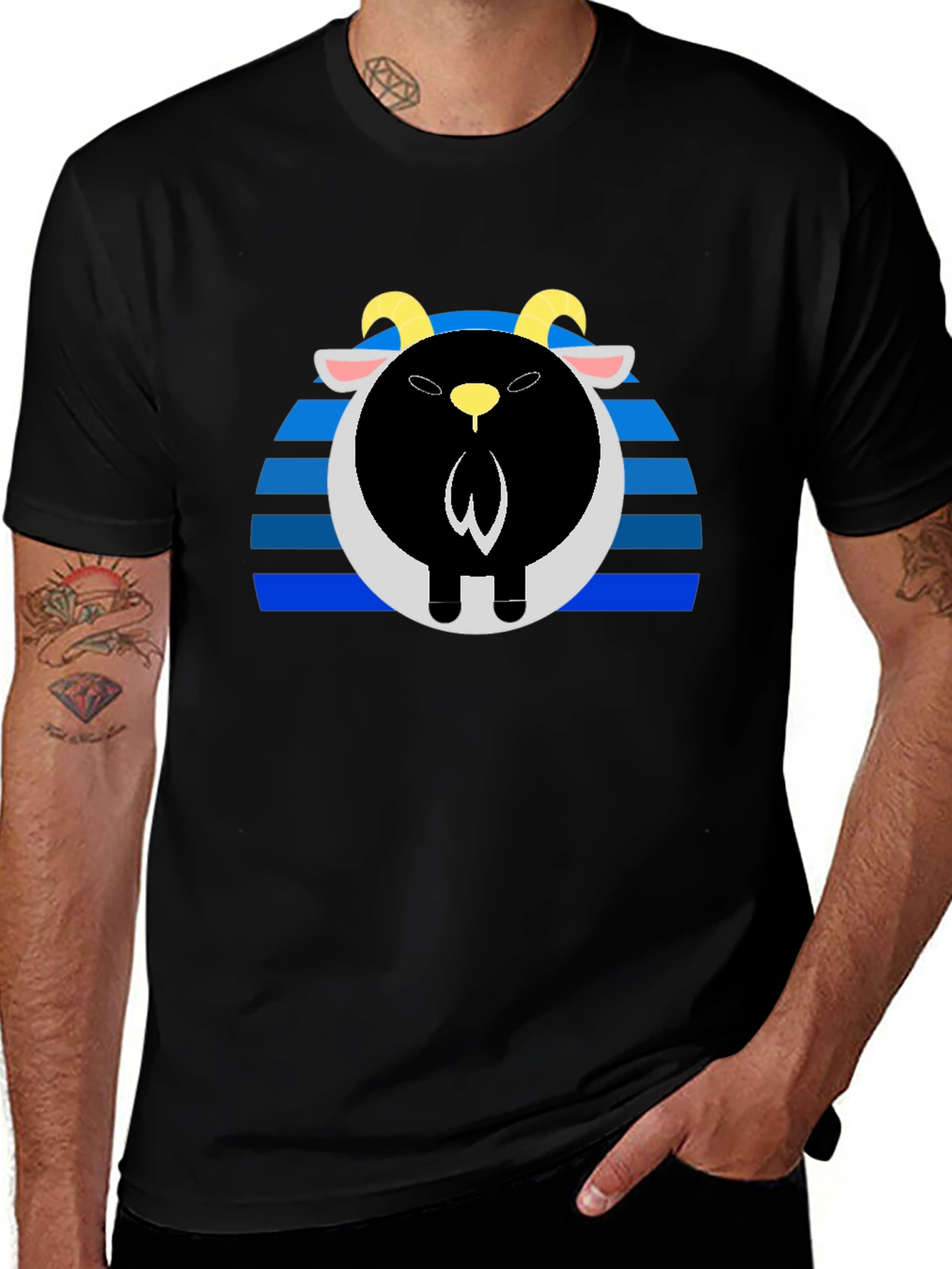 Goat Sunset Black Tee - Unique Graphic T-Shirt