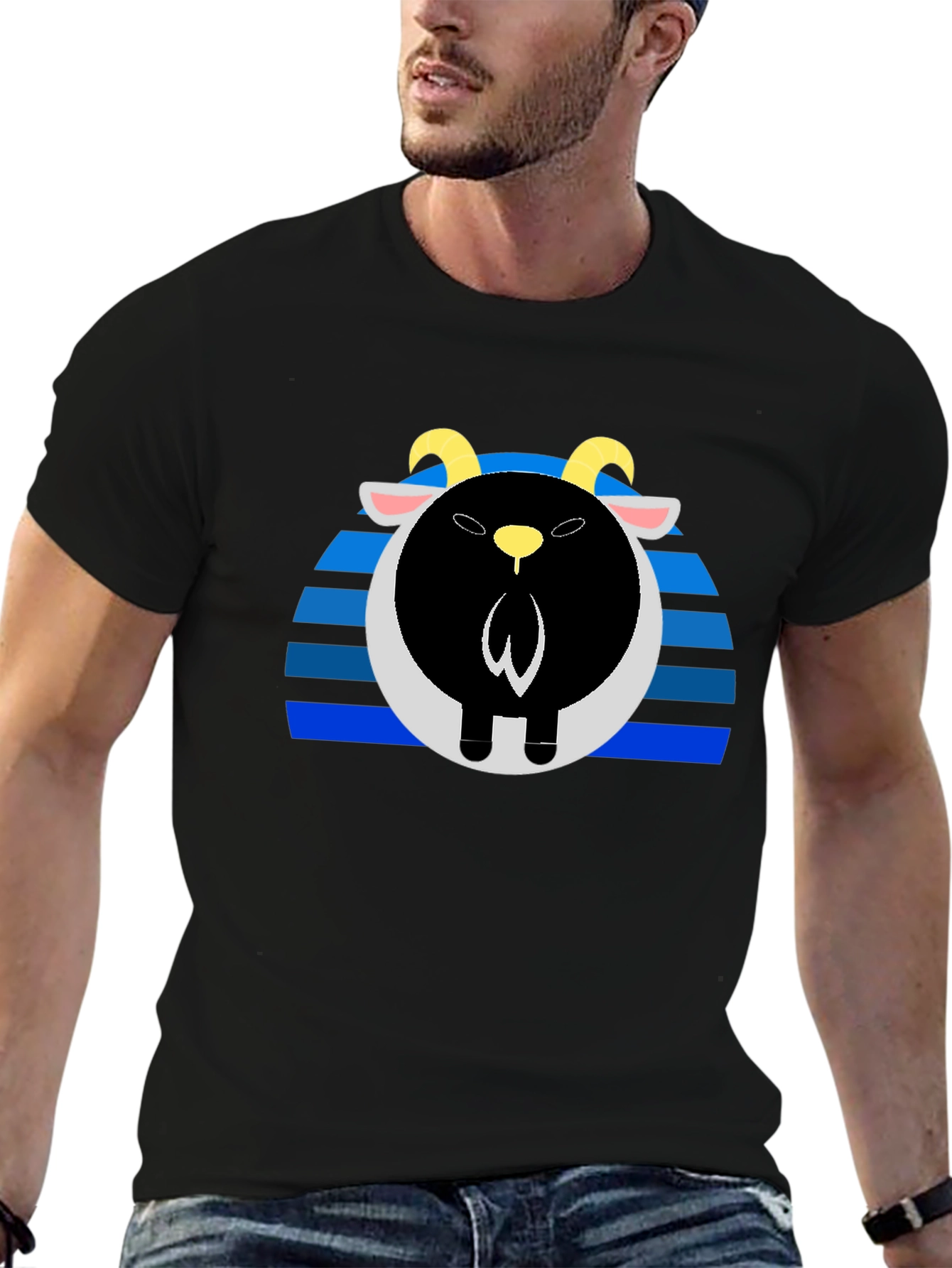 Goat Sunset Black Tee - Unique Graphic T-Shirt