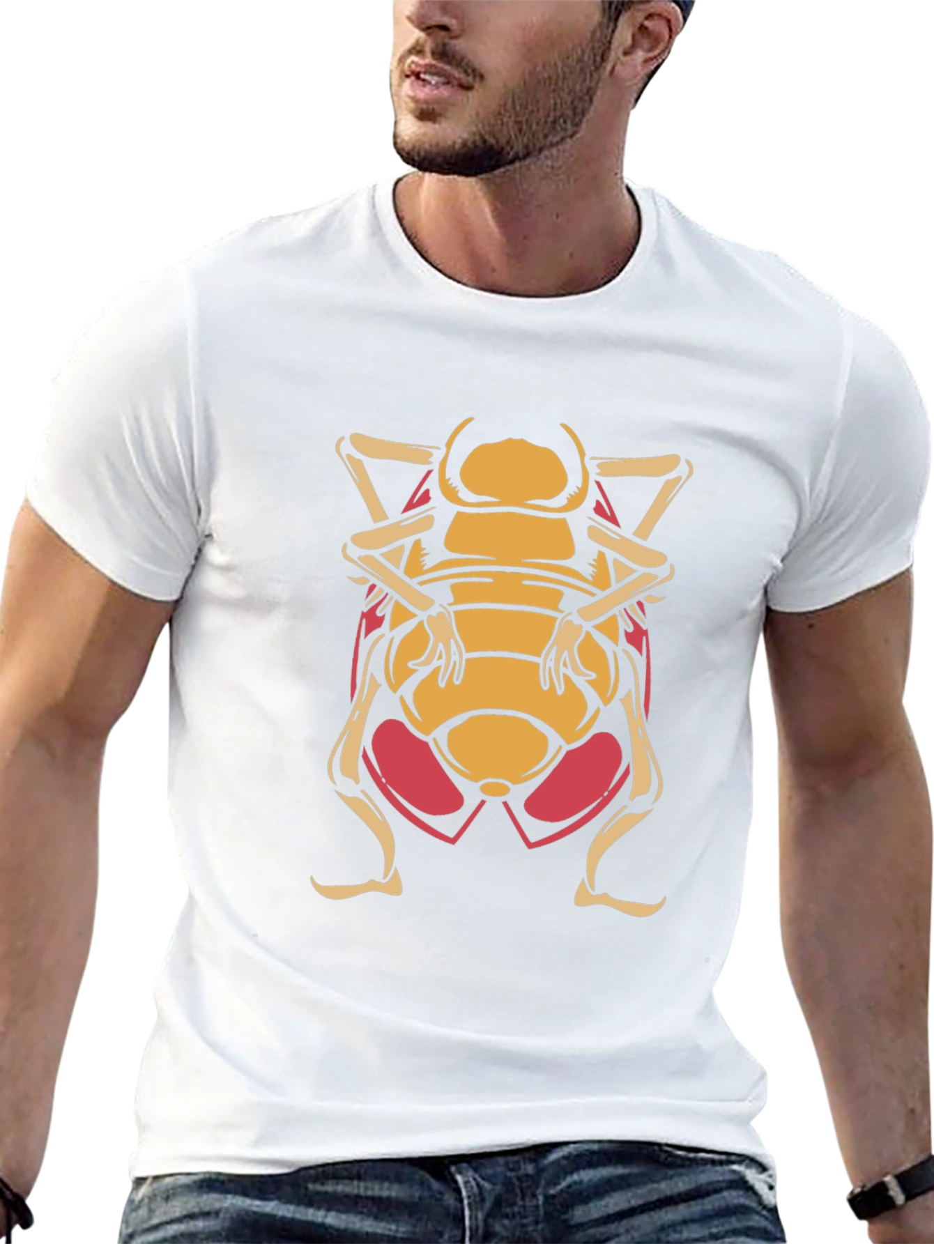 Black T-Shirt with Cartoon Beetle Graphic