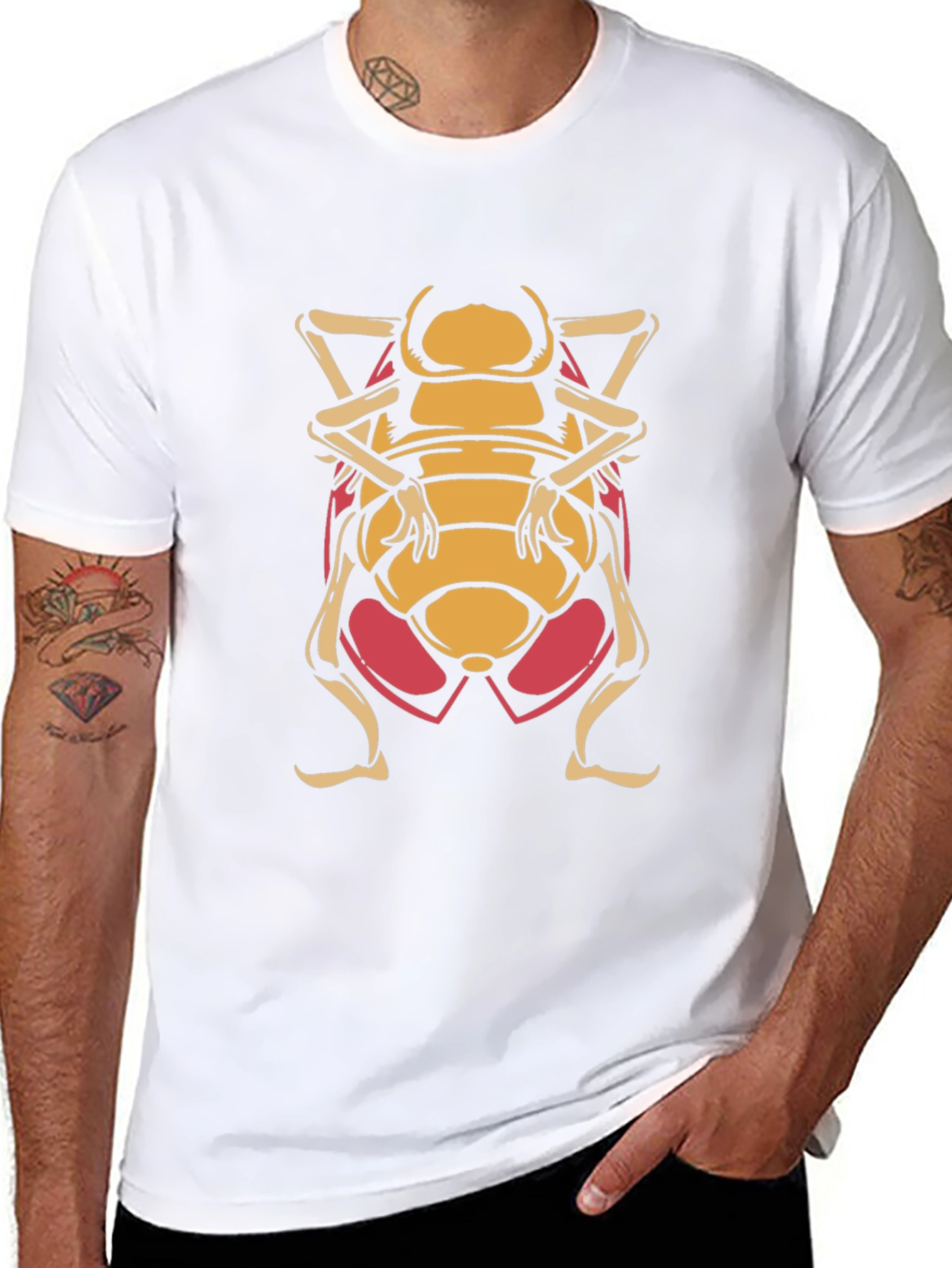Black T-Shirt with Cartoon Beetle Graphic