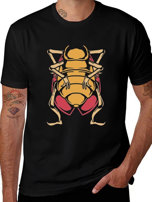 Black T-Shirt with Cartoon Beetle Graphic