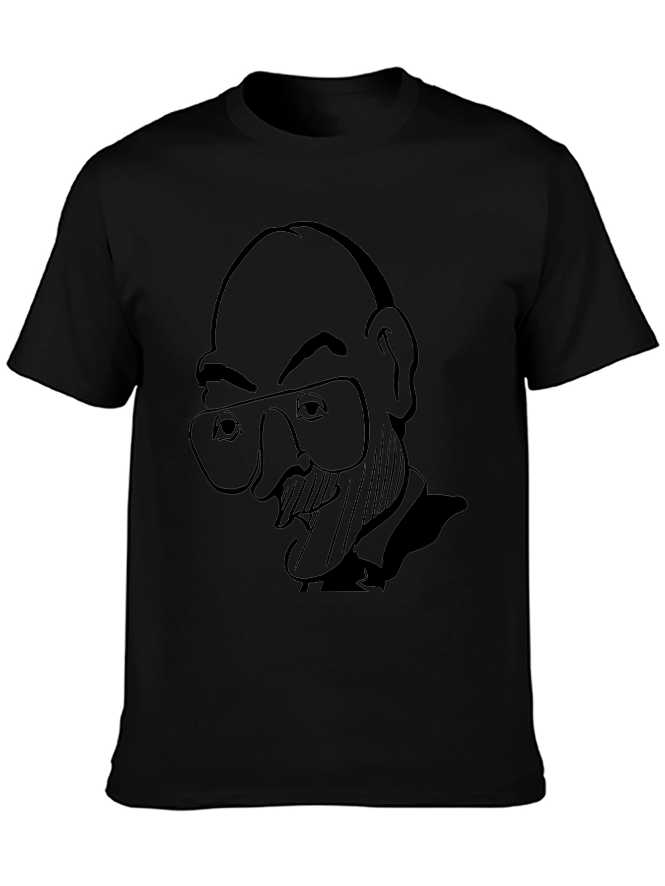 Cartoon Portrait Graphic Black T-Shirt