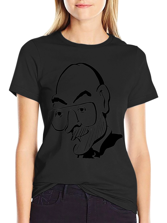 Cartoon Portrait Graphic Black T-Shirt