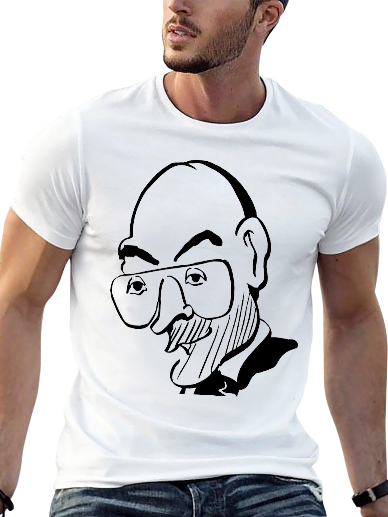 Cartoon Portrait Graphic Black T-Shirt