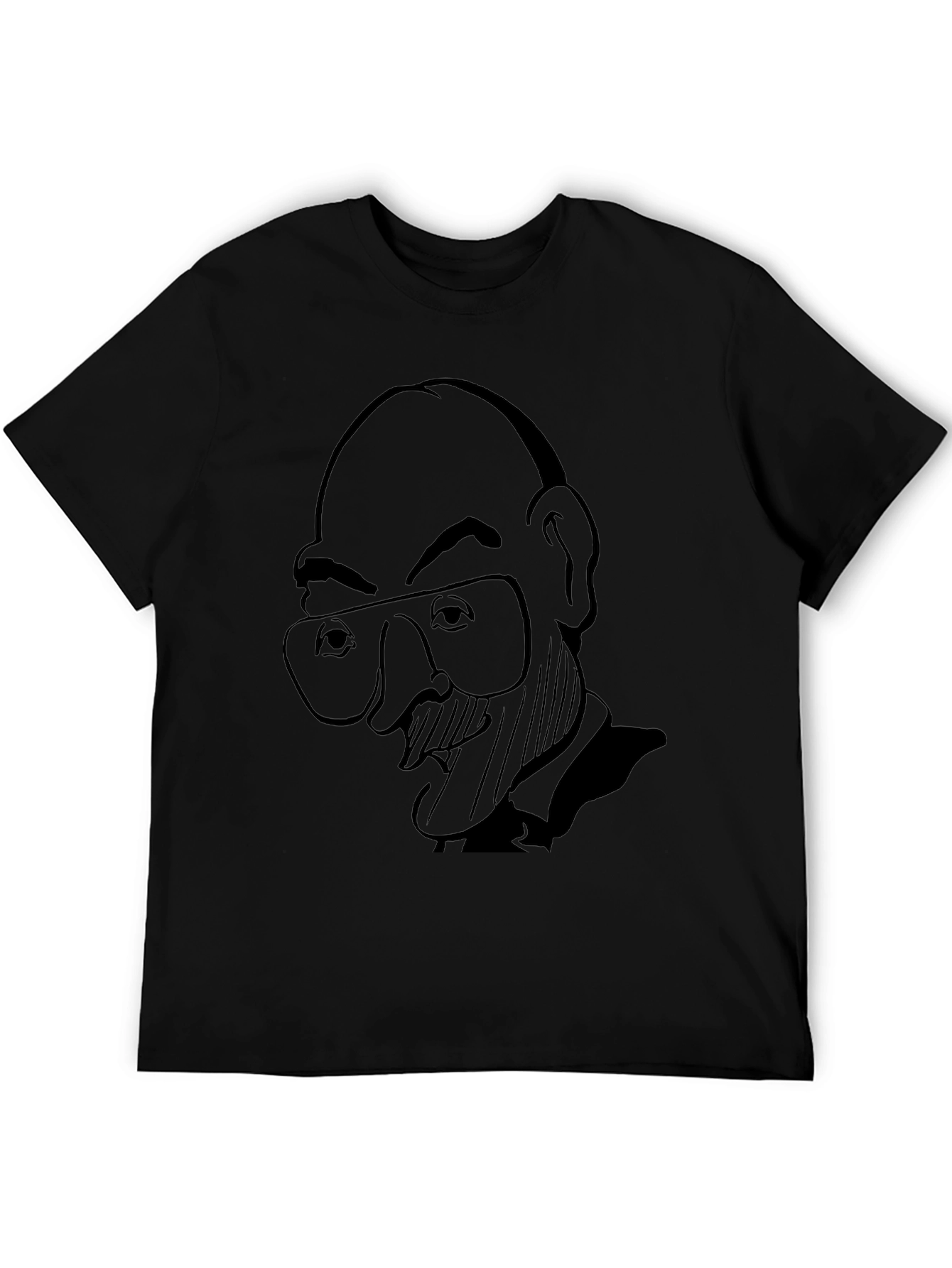 Cartoon Portrait Graphic Black T-Shirt
