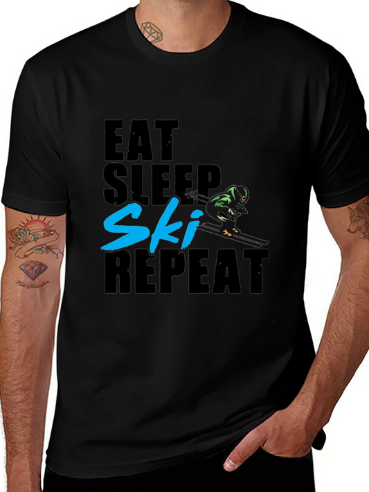 Eat Sleep Ski Repeat Graphic Tee