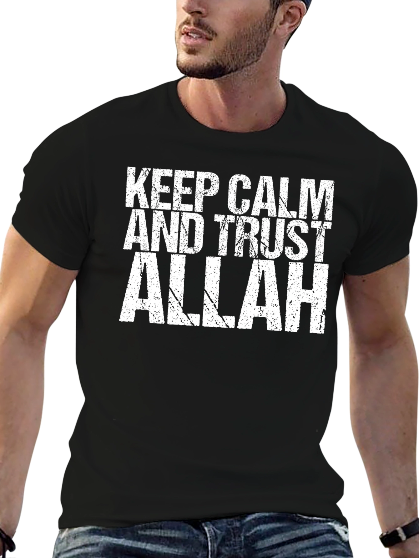 Keep Calm Trust Allah Black T-Shirt