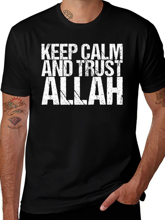 Keep Calm Trust Allah Black T-Shirt