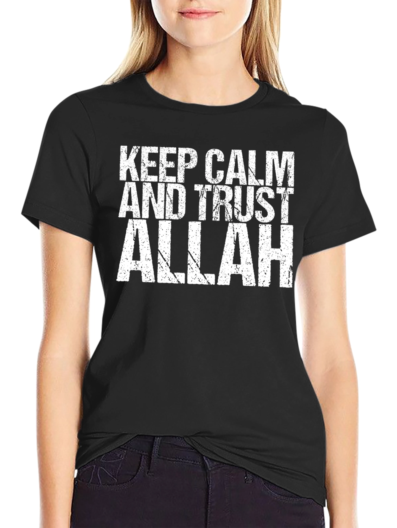 Keep Calm Trust Allah Black T-Shirt