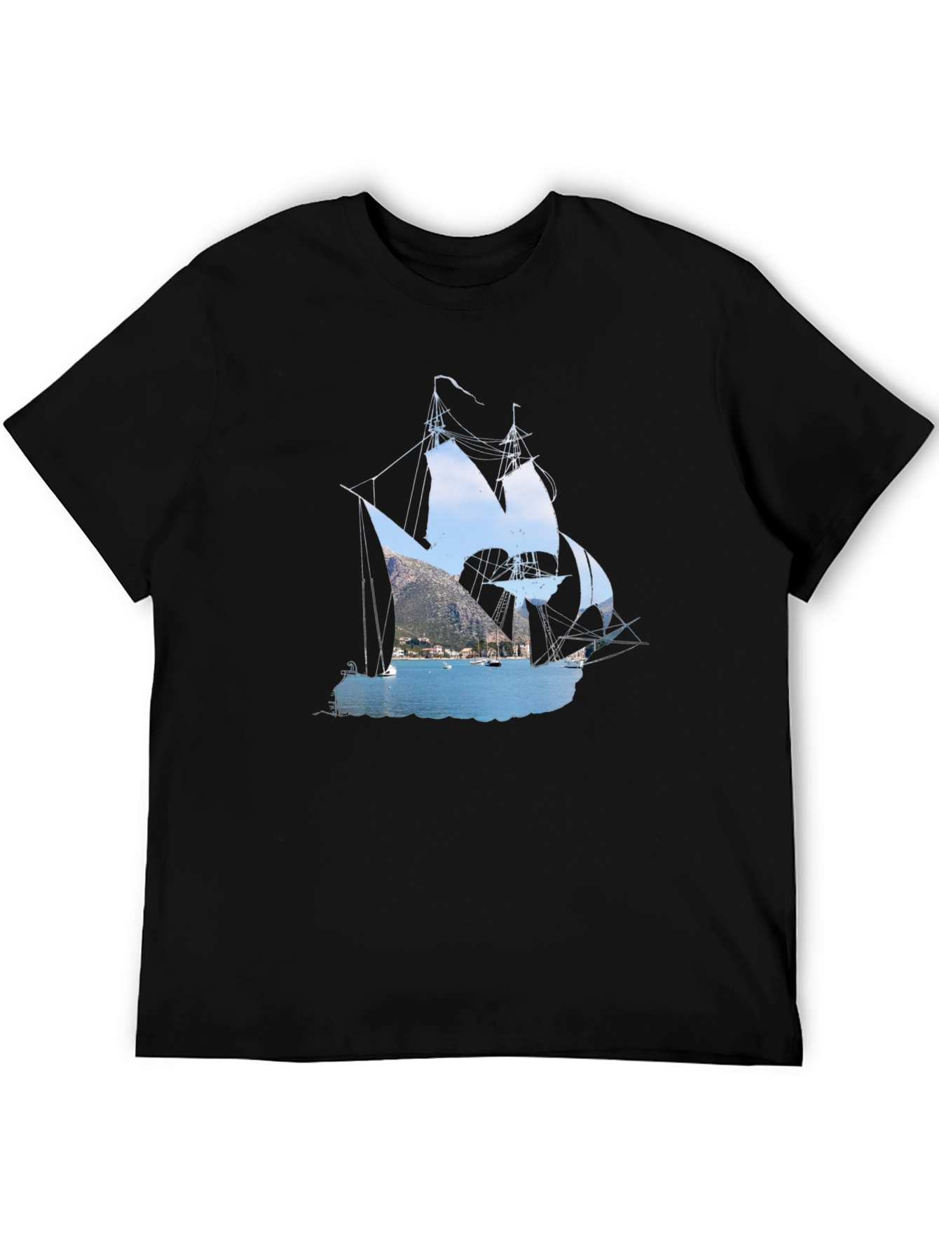 Nautical Black T-Shirt: Sailboat Graphic Tee