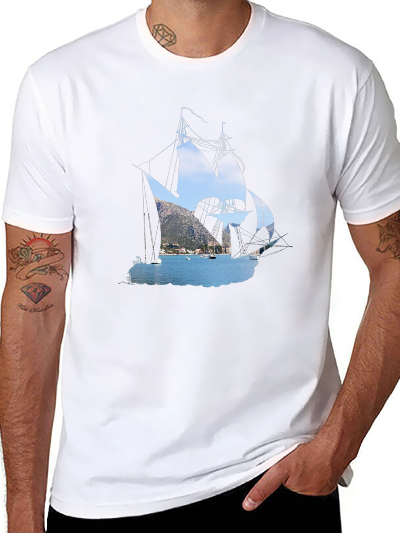 Nautical Black T-Shirt: Sailboat Graphic Tee