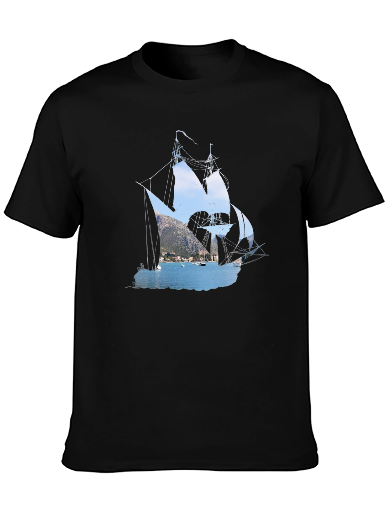 Nautical Black T-Shirt: Sailboat Graphic Tee