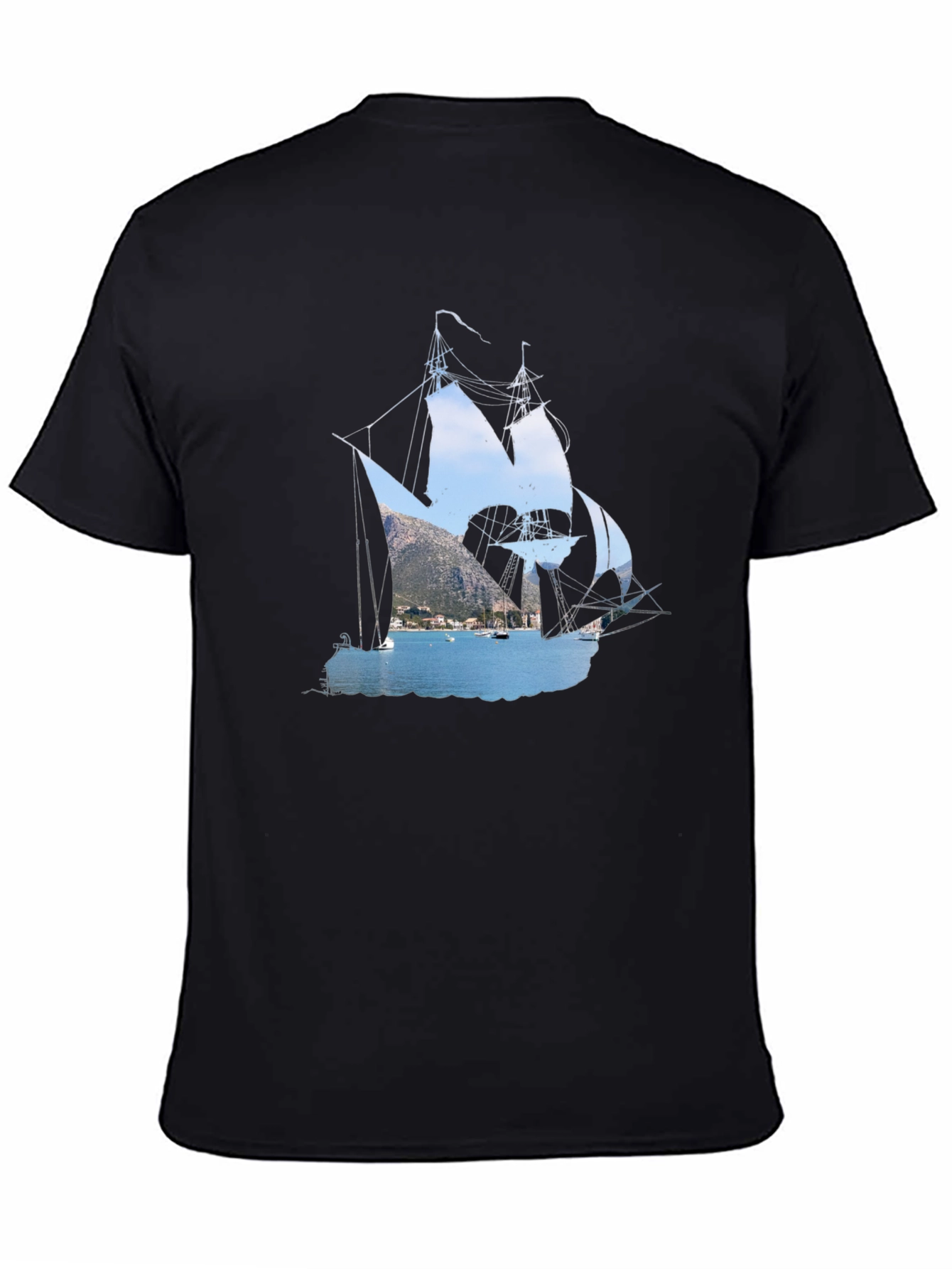 Nautical Black T-Shirt: Sailboat Graphic Tee