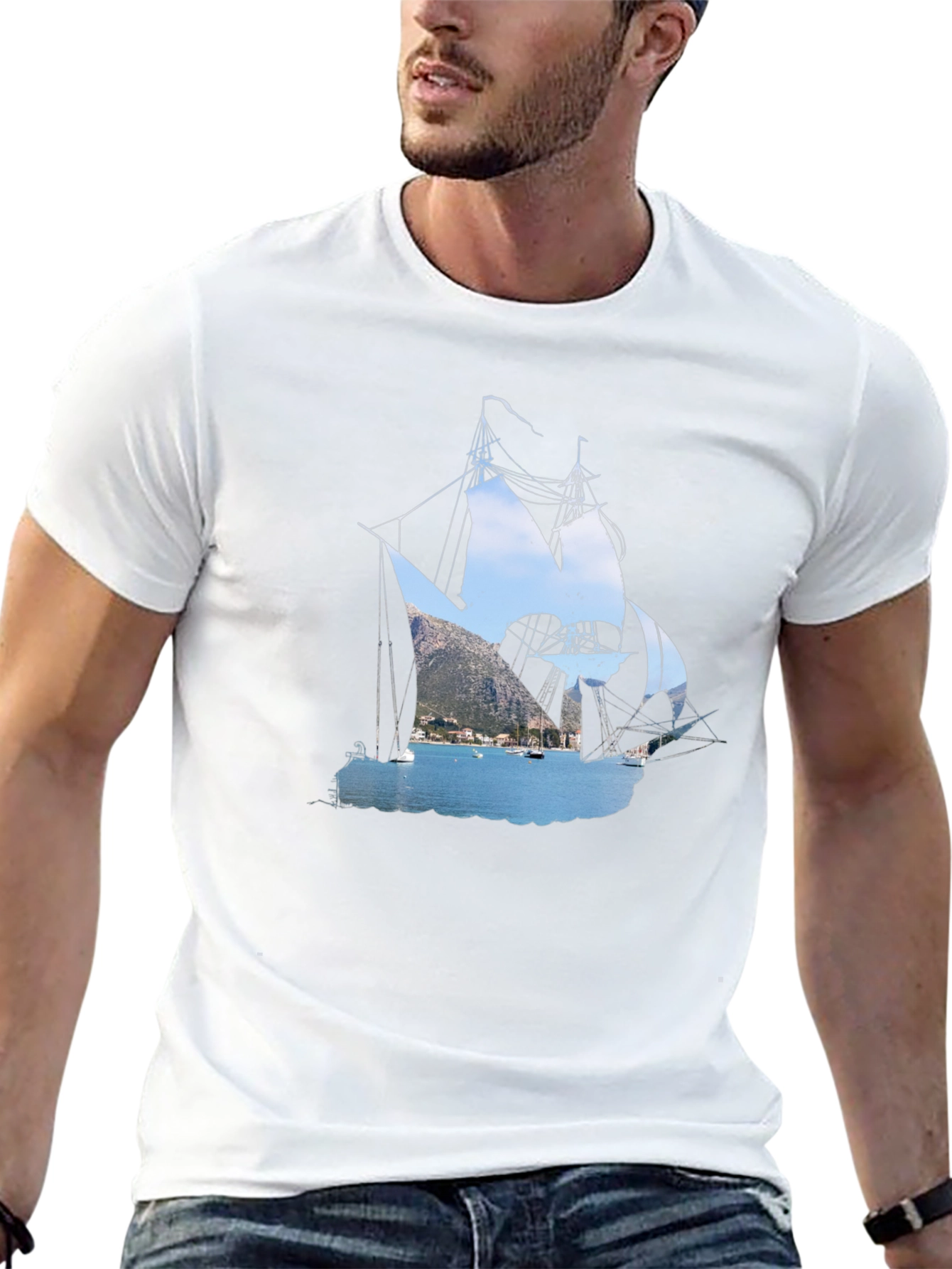 Nautical Black T-Shirt: Sailboat Graphic Tee